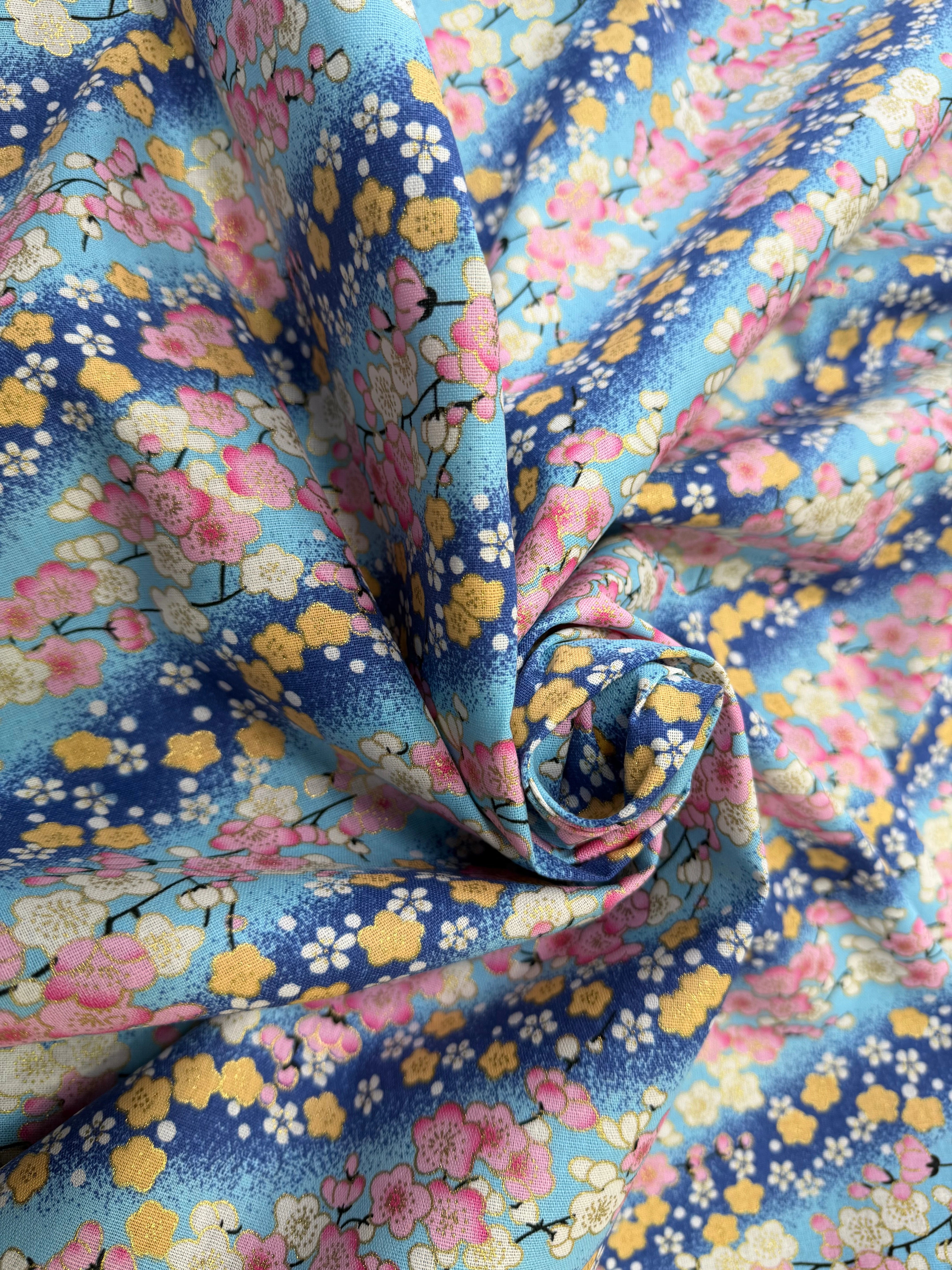 COTON IMPRIMÉ FOIL 08 BLEU 145 CM - My Little Coupon