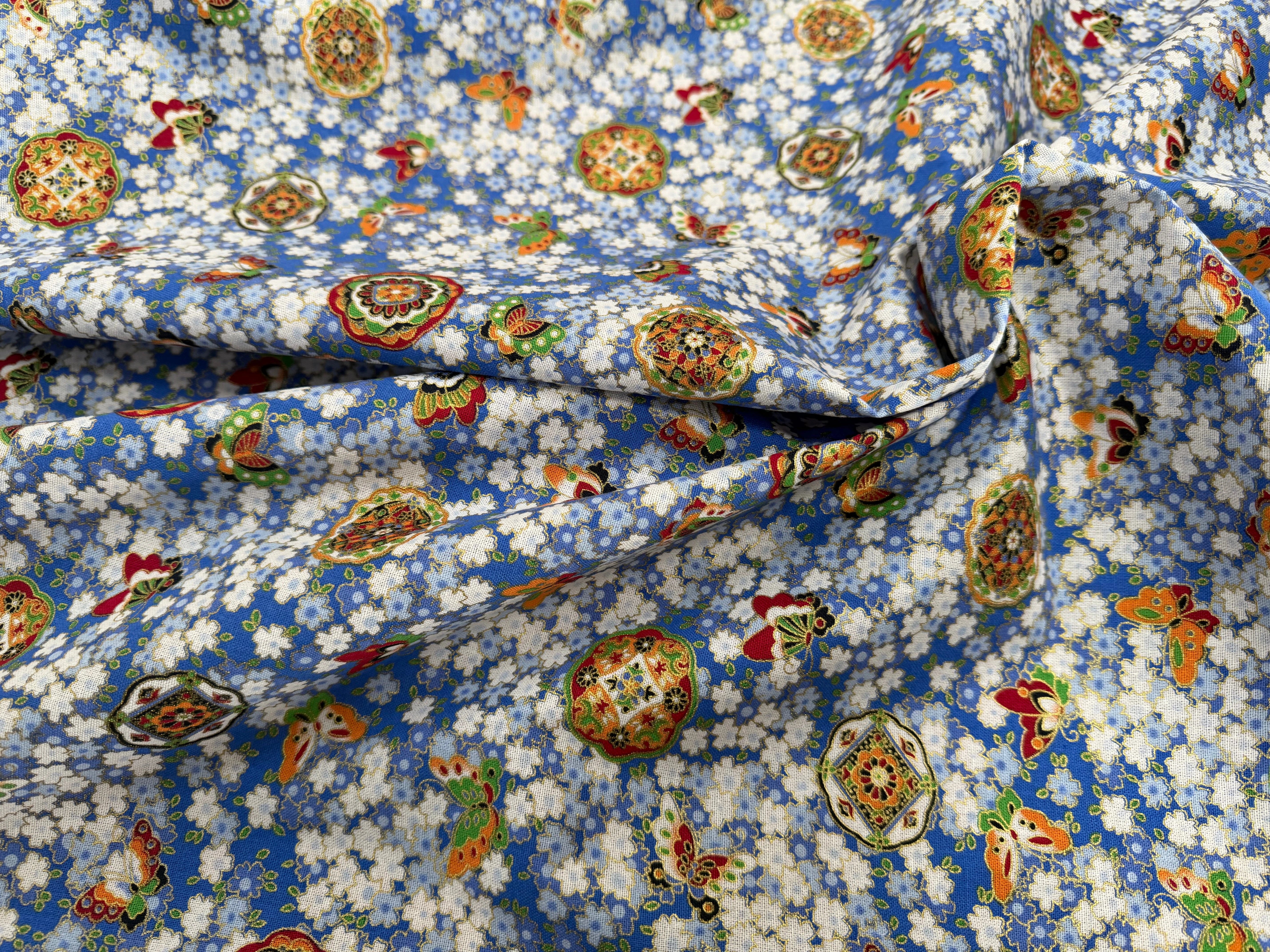 COTON IMPRIMÉ FOIL 16 BLEU 145 CM - My Little Coupon