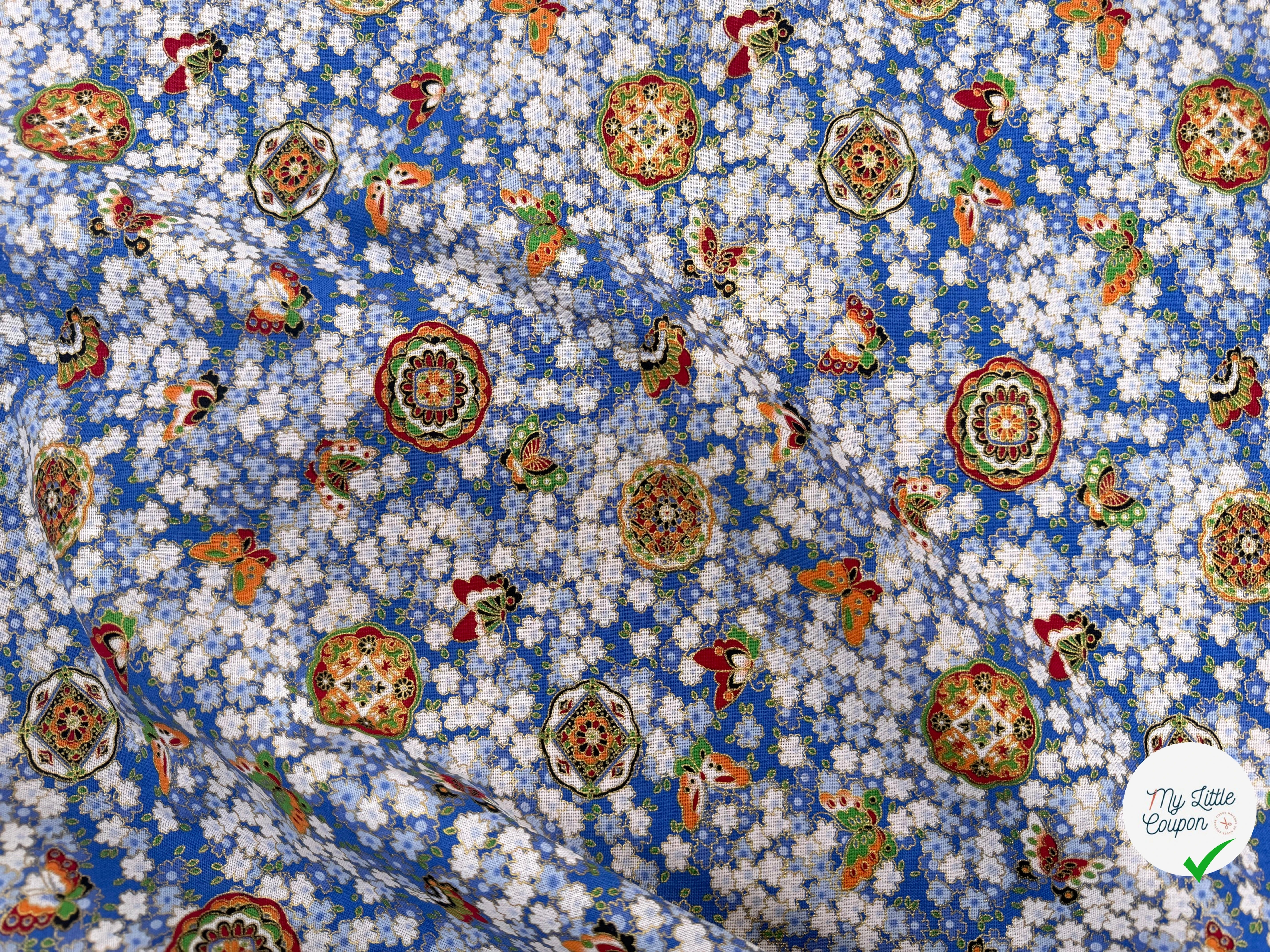 COTON IMPRIMÉ FOIL 16 BLEU 145 CM - My Little Coupon