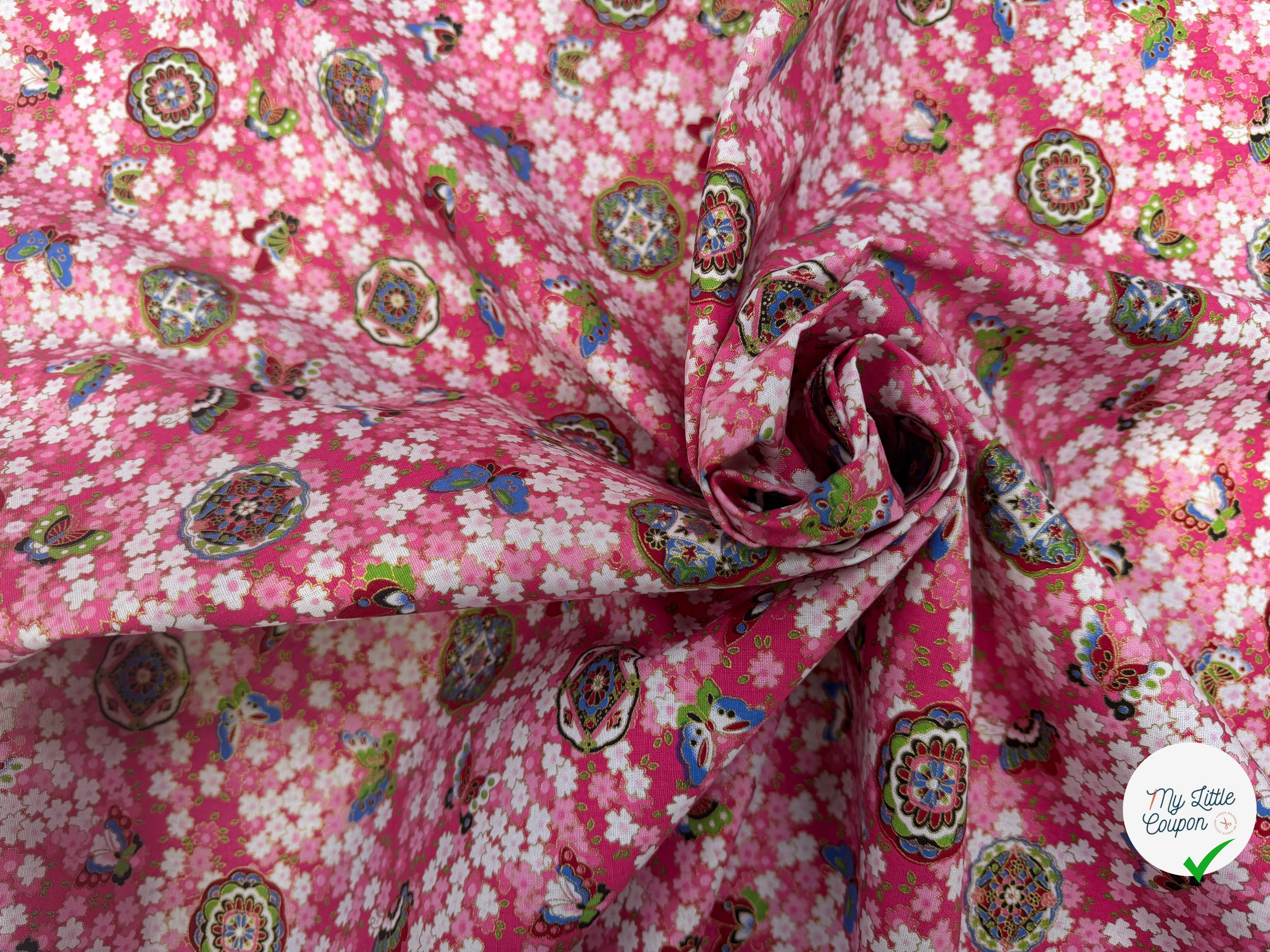 COTON IMPRIMÉ FOIL 18 ROSE 145 CM - My Little Coupon