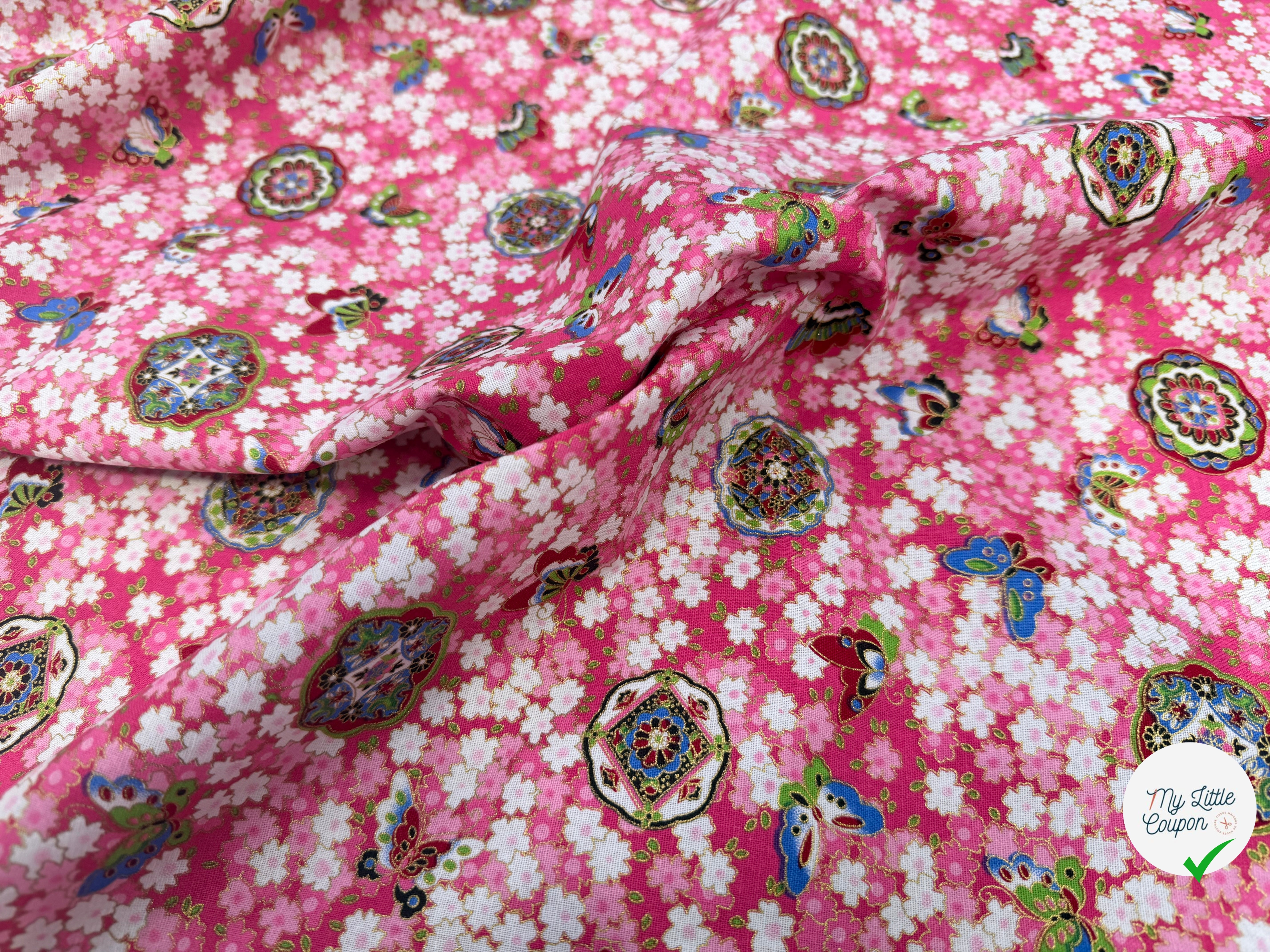 COTON IMPRIMÉ FOIL 18 ROSE 145 CM - My Little Coupon