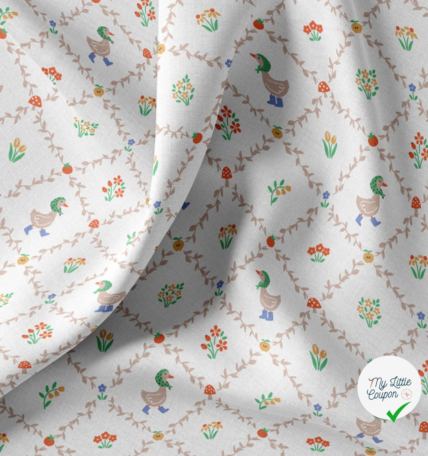 COTON IMPRIMÉ HAGA BLANC / ROUGE - My Little Coupon