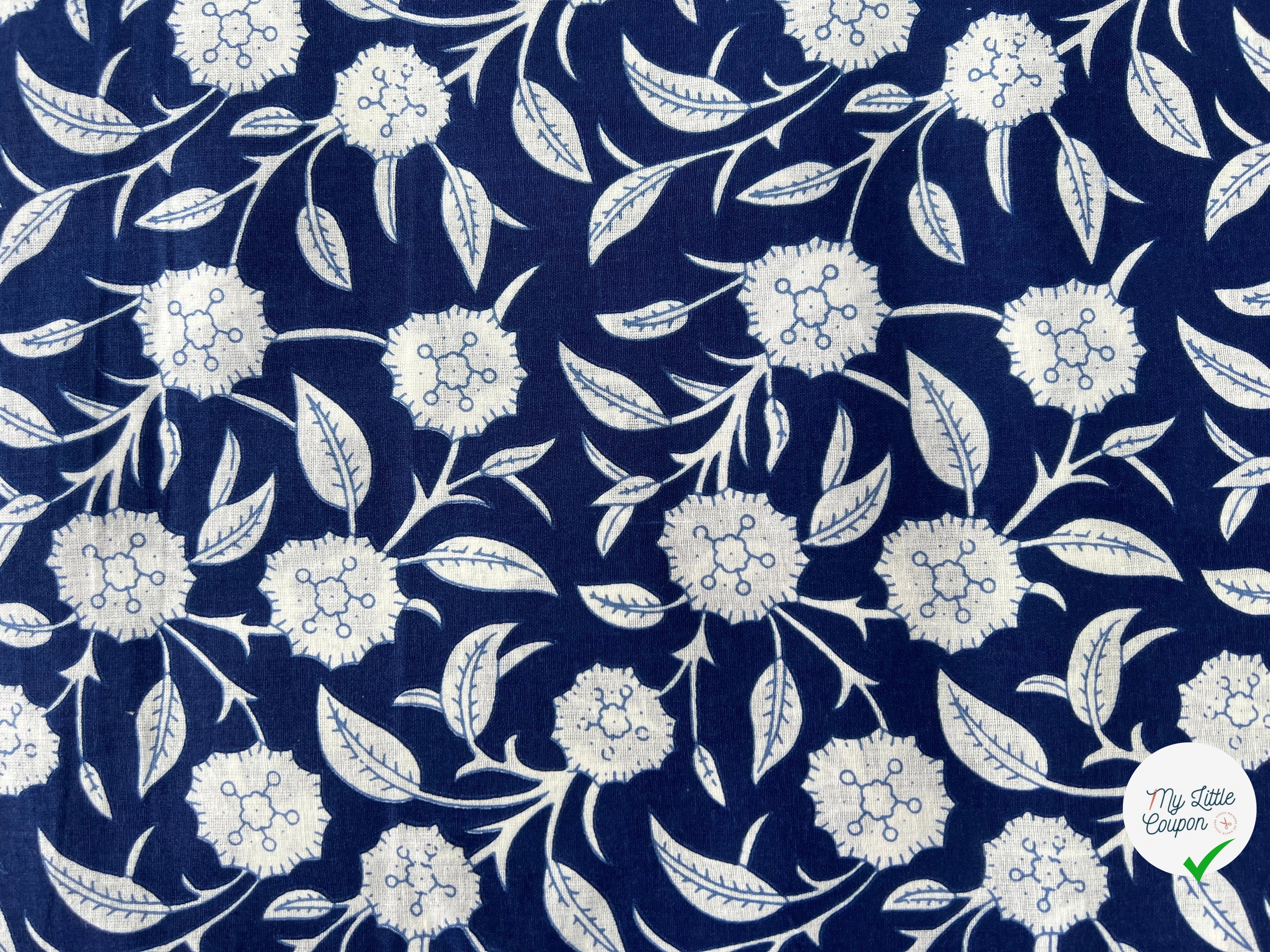 COTON INDIEN TAJ-MAHAL 002 INDIGO LAIZE 110 - My Little Coupon