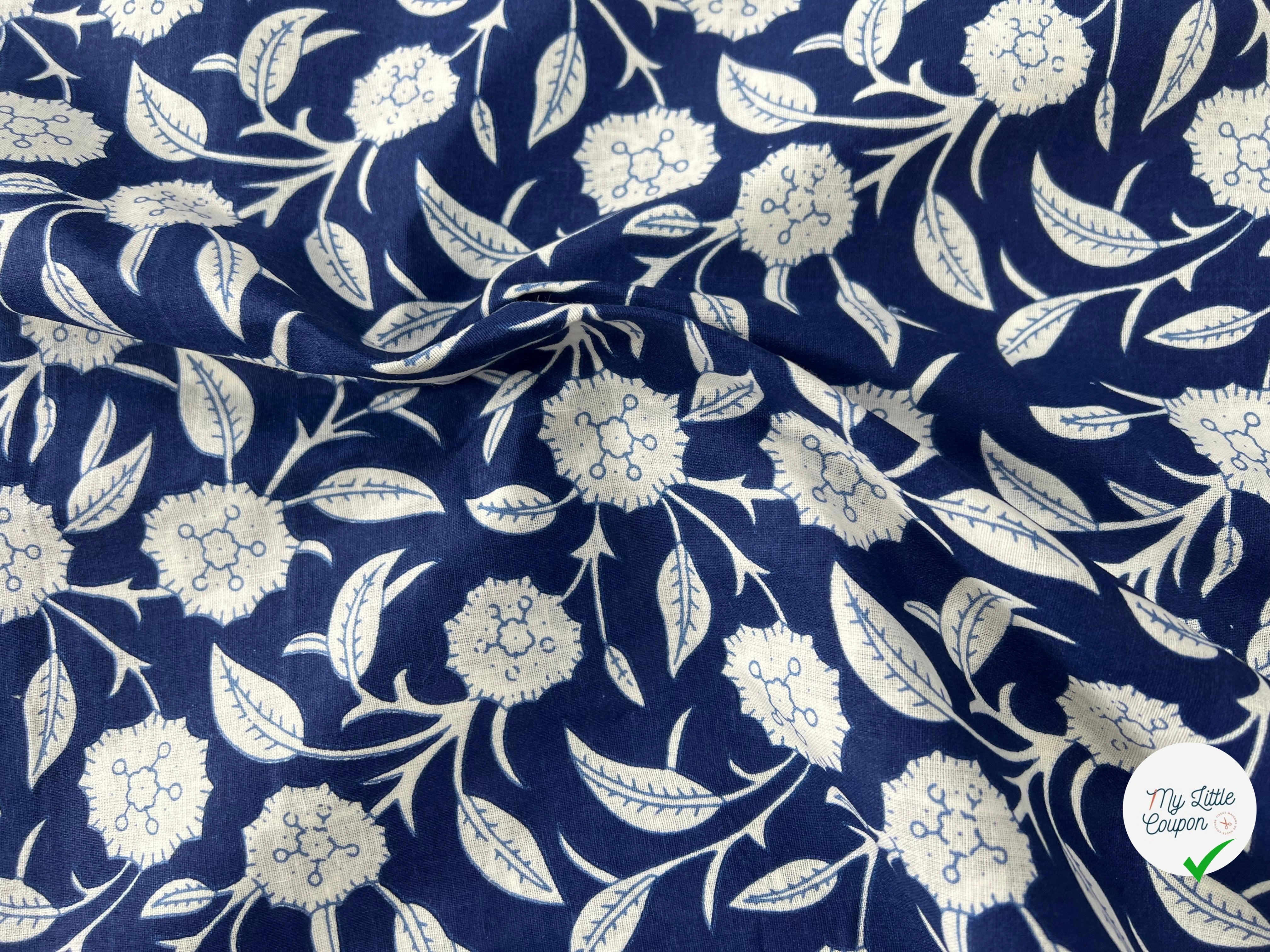COTON INDIEN TAJ-MAHAL 002 INDIGO LAIZE 110 - My Little Coupon