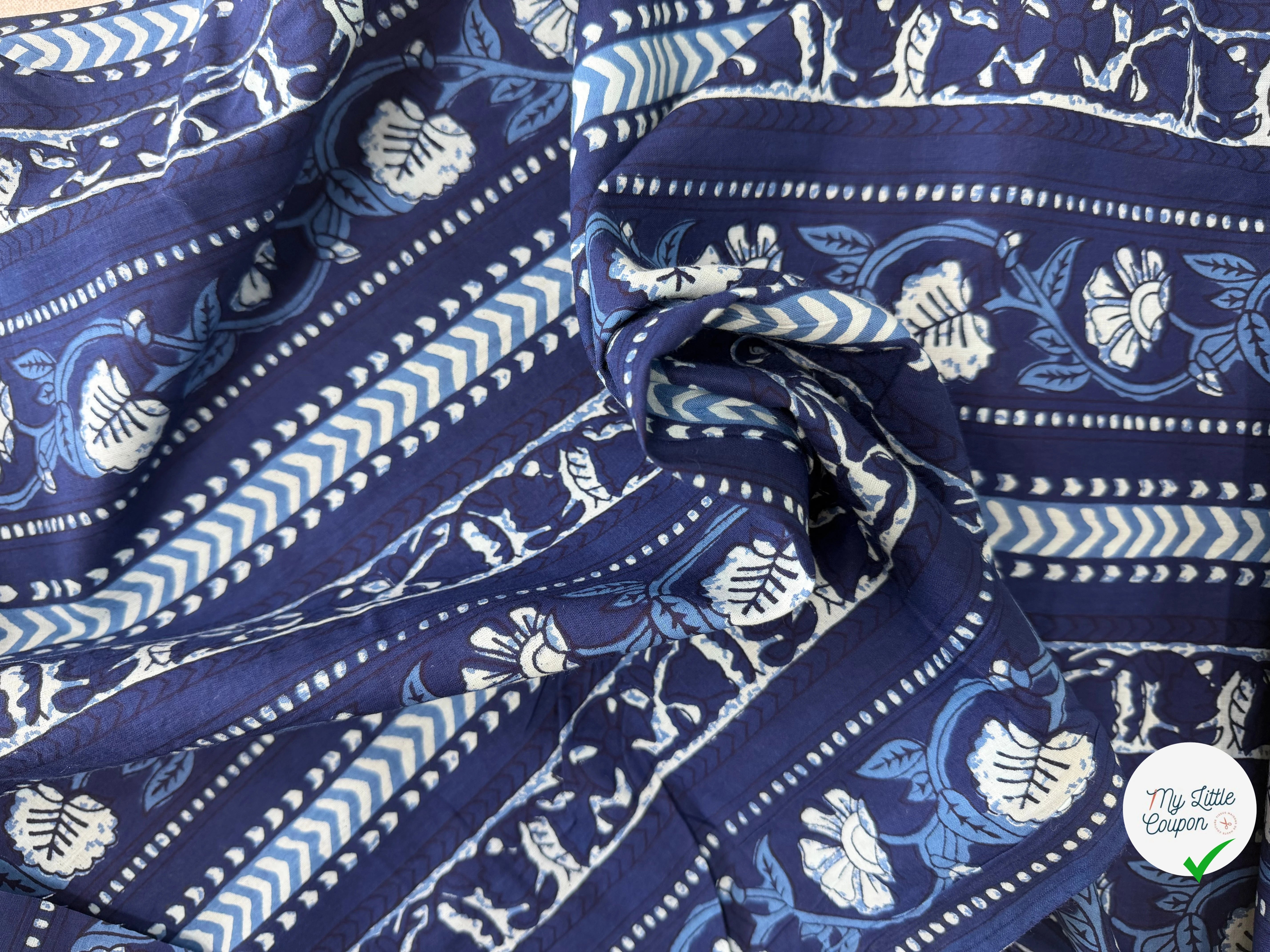 COTON INDIEN TAJ-MAHAL 003 INDIGO LAIZE 110 - My Little Coupon