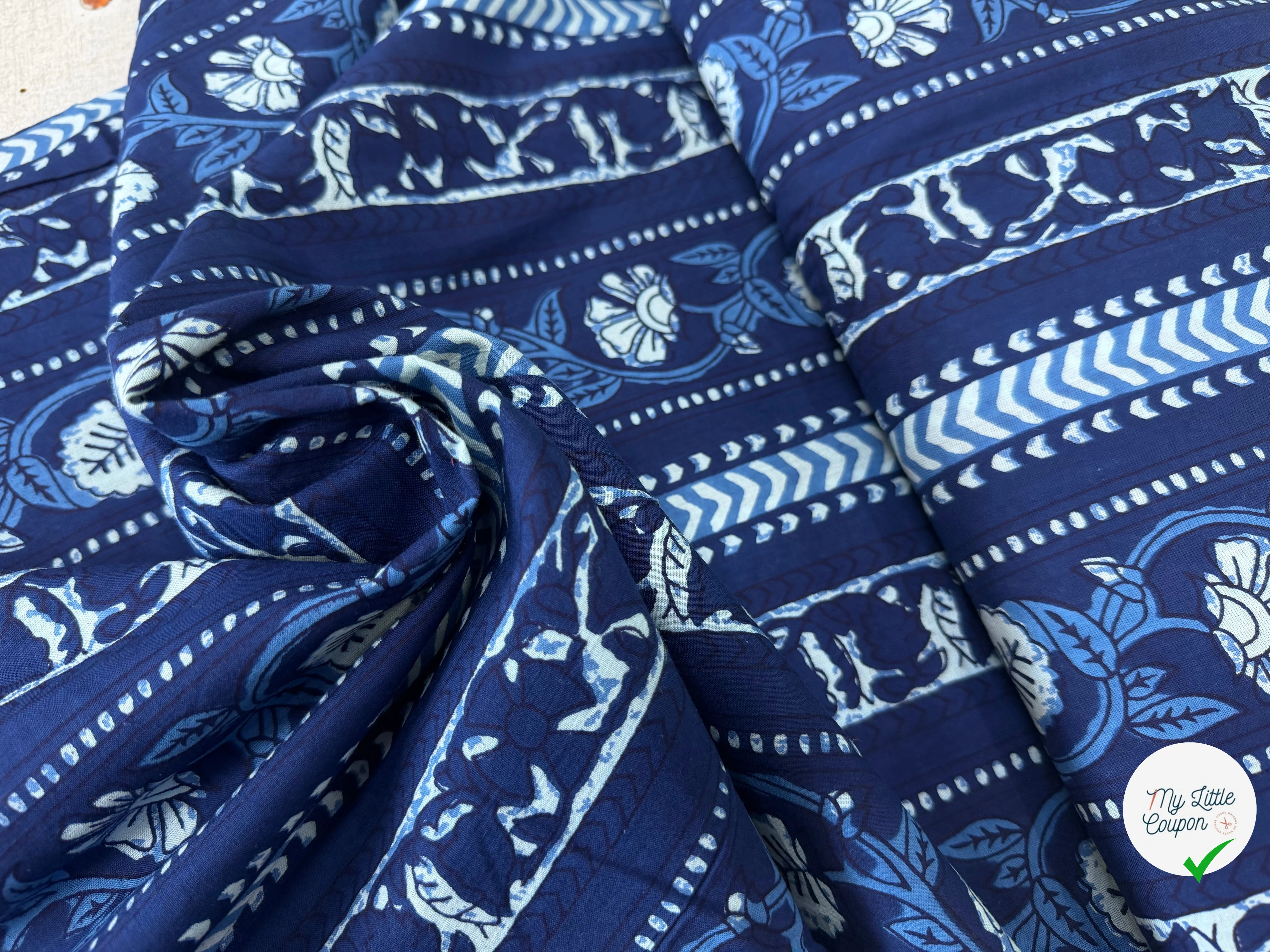 COTON INDIEN TAJ-MAHAL 003 INDIGO LAIZE 110 - My Little Coupon