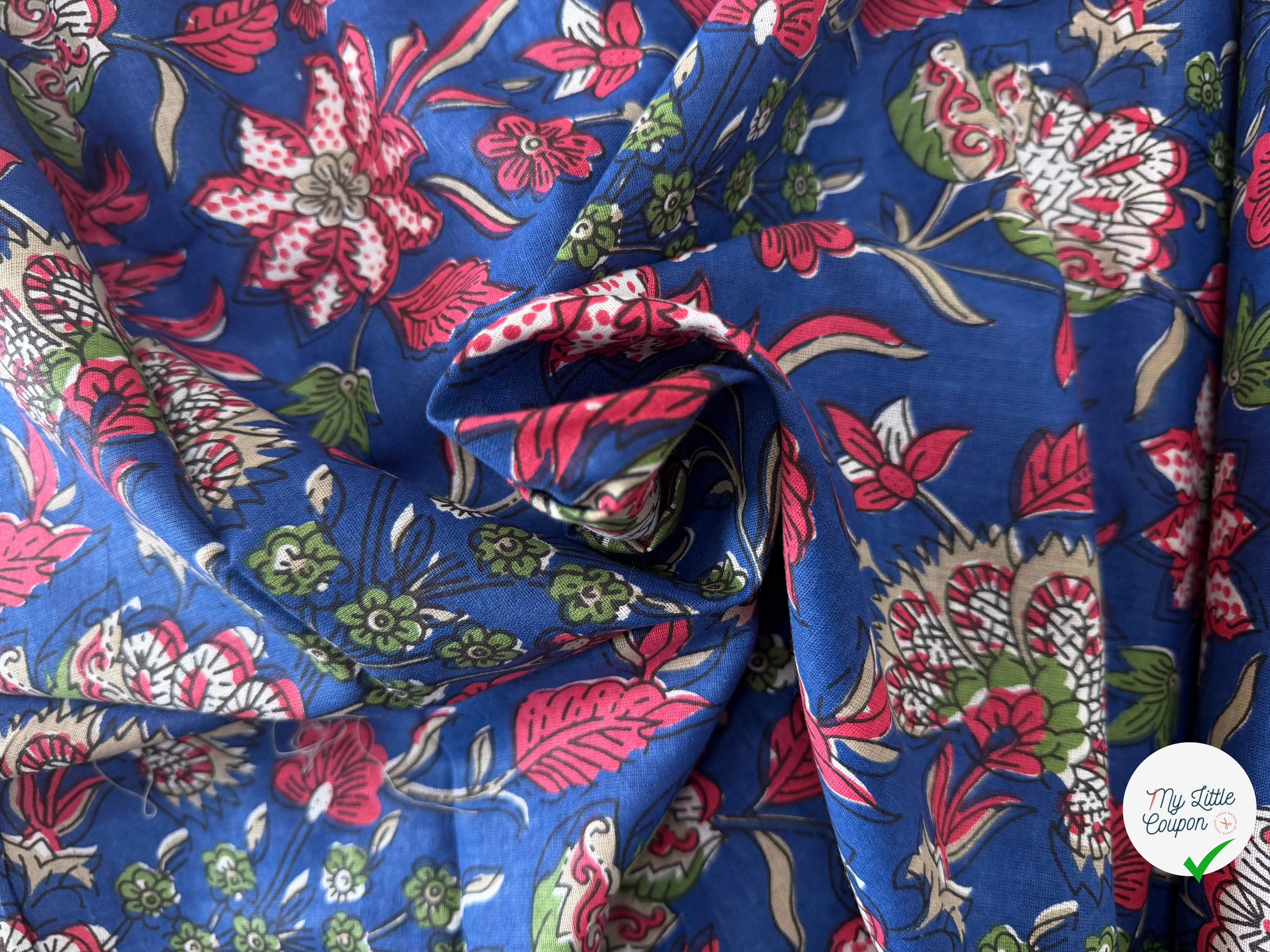 COTON INDIEN TAJ-MAHAL 006 BLEU LAIZE 110 - My Little Coupon