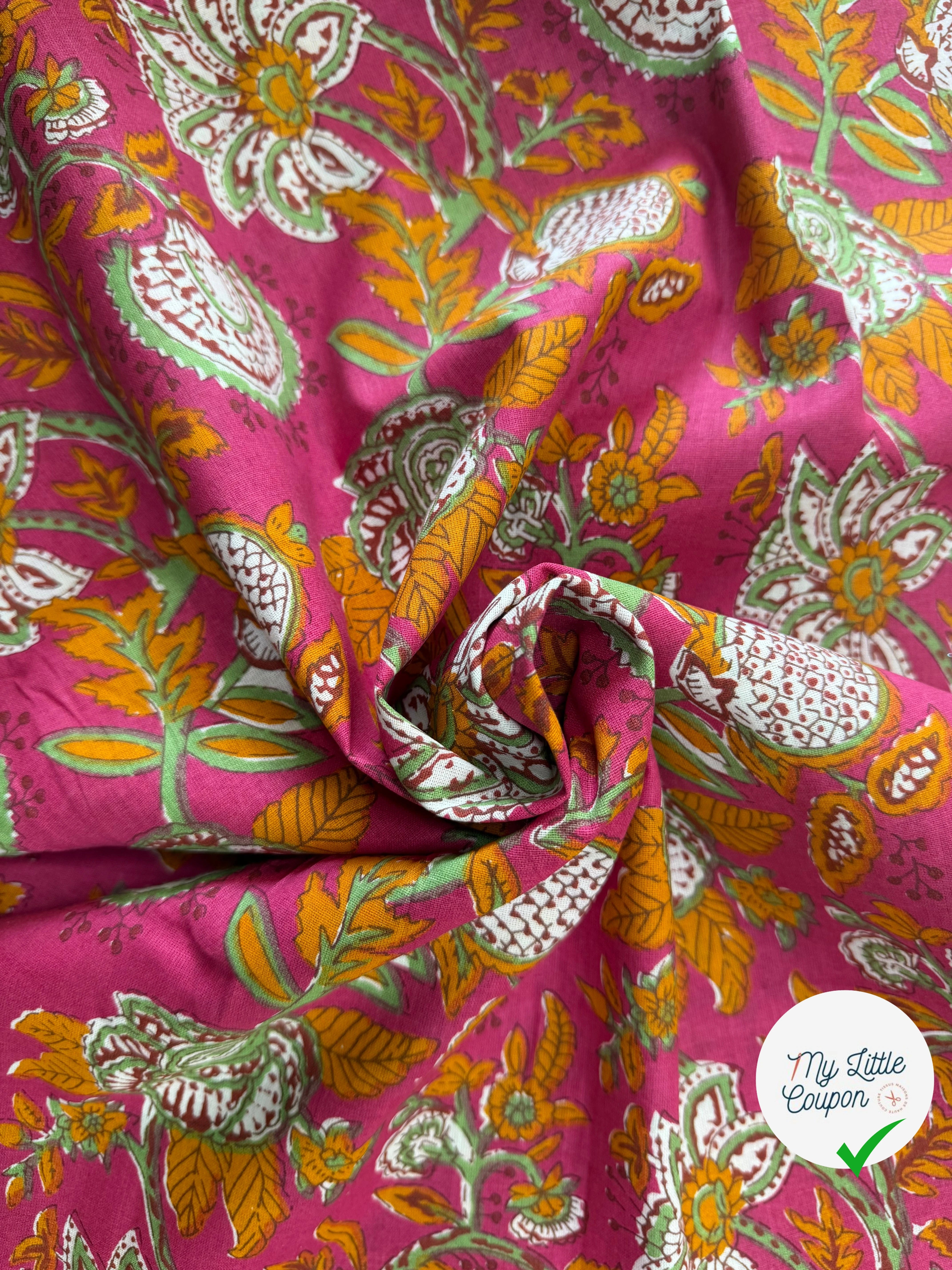 COTON INDIEN TAJ-MAHAL 007 FUCHSIA LAIZE 110 - My Little Coupon
