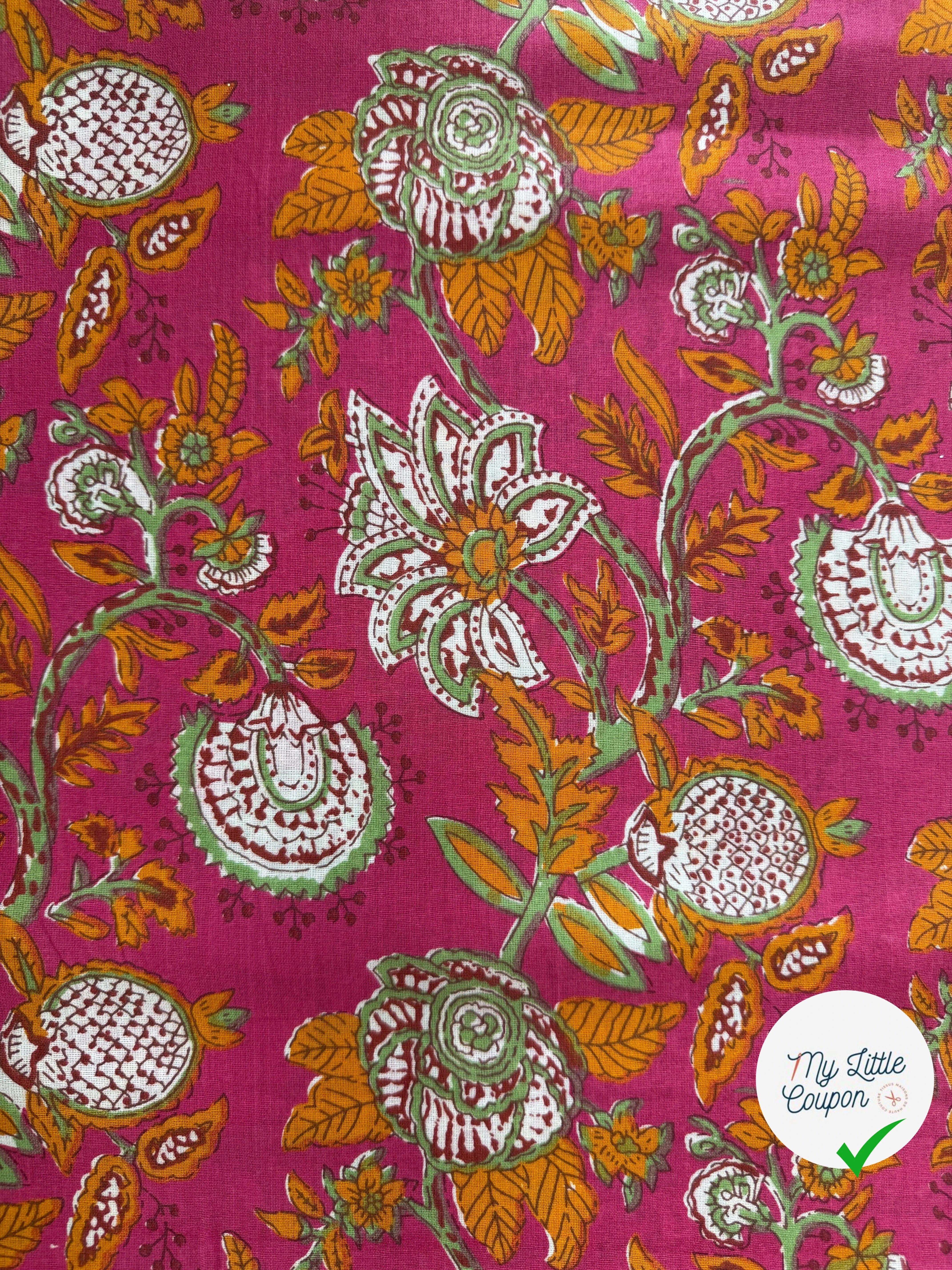 COTON INDIEN TAJ-MAHAL 007 FUCHSIA LAIZE 110 - My Little Coupon