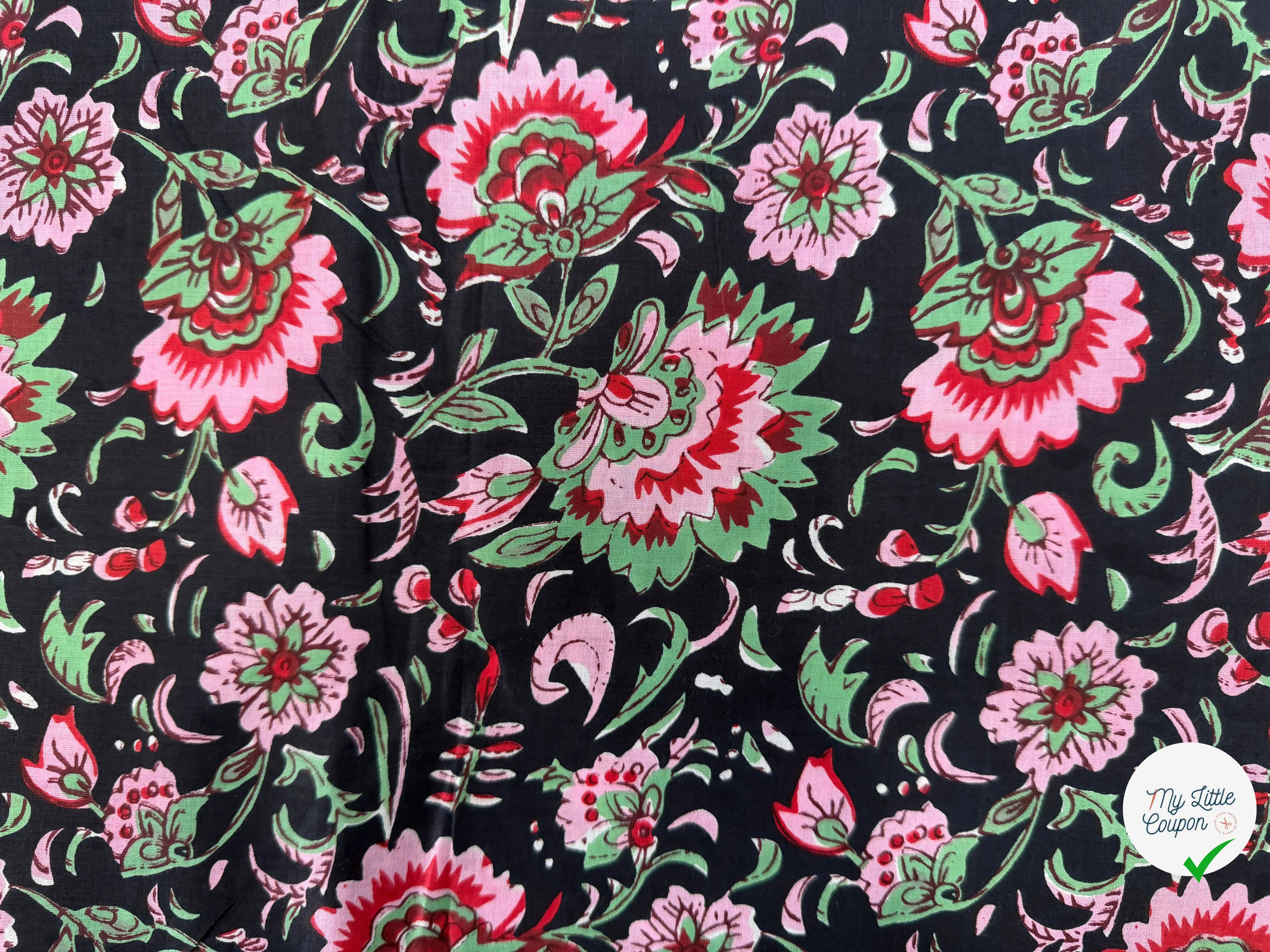 COTON INDIEN TAJ-MAHAL 008 NOIR LAIZE 110 - My Little Coupon
