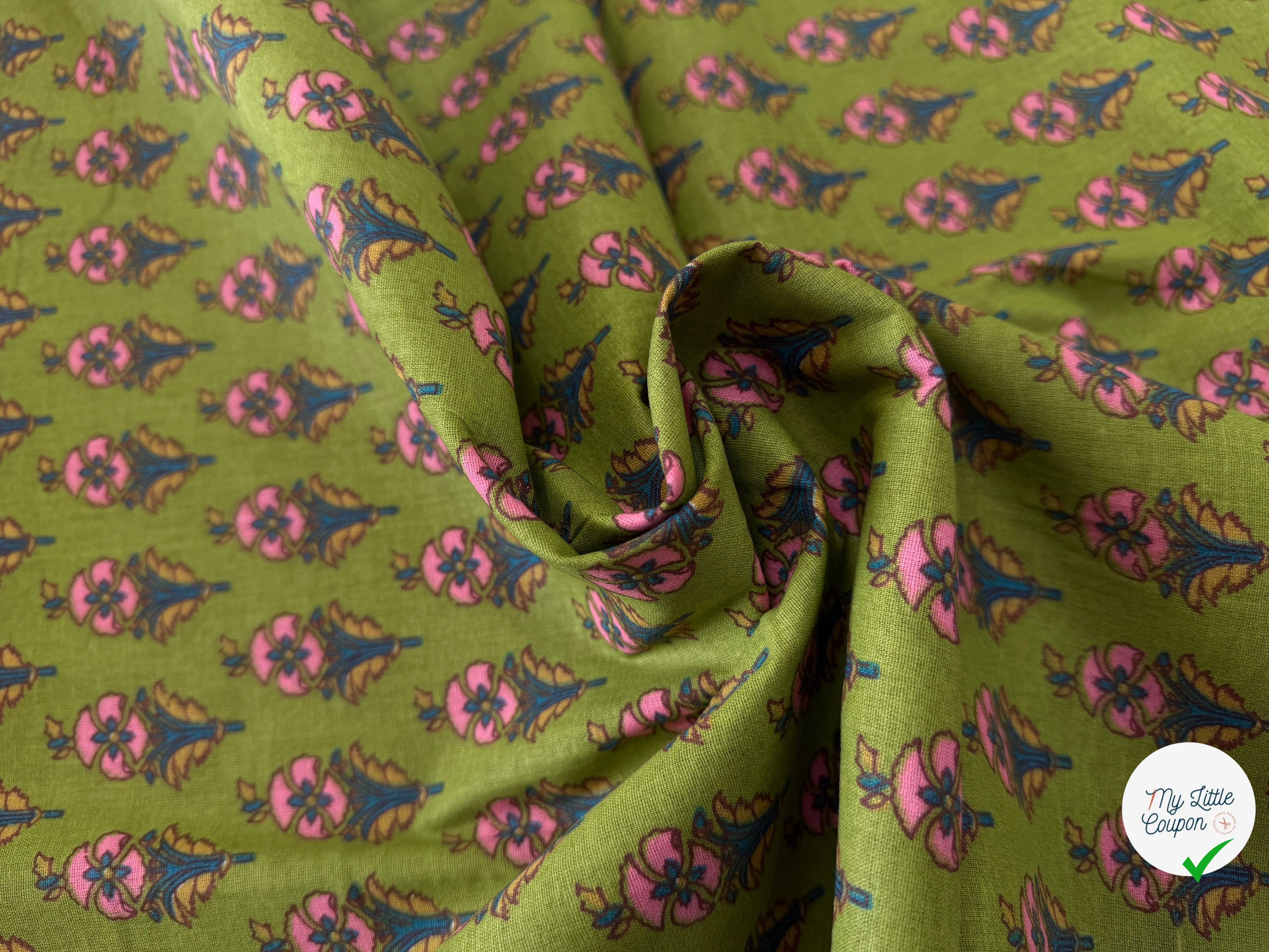 COTON INDIEN TAJ-MAHAL 012 VERT LAIZE 110 - My Little Coupon