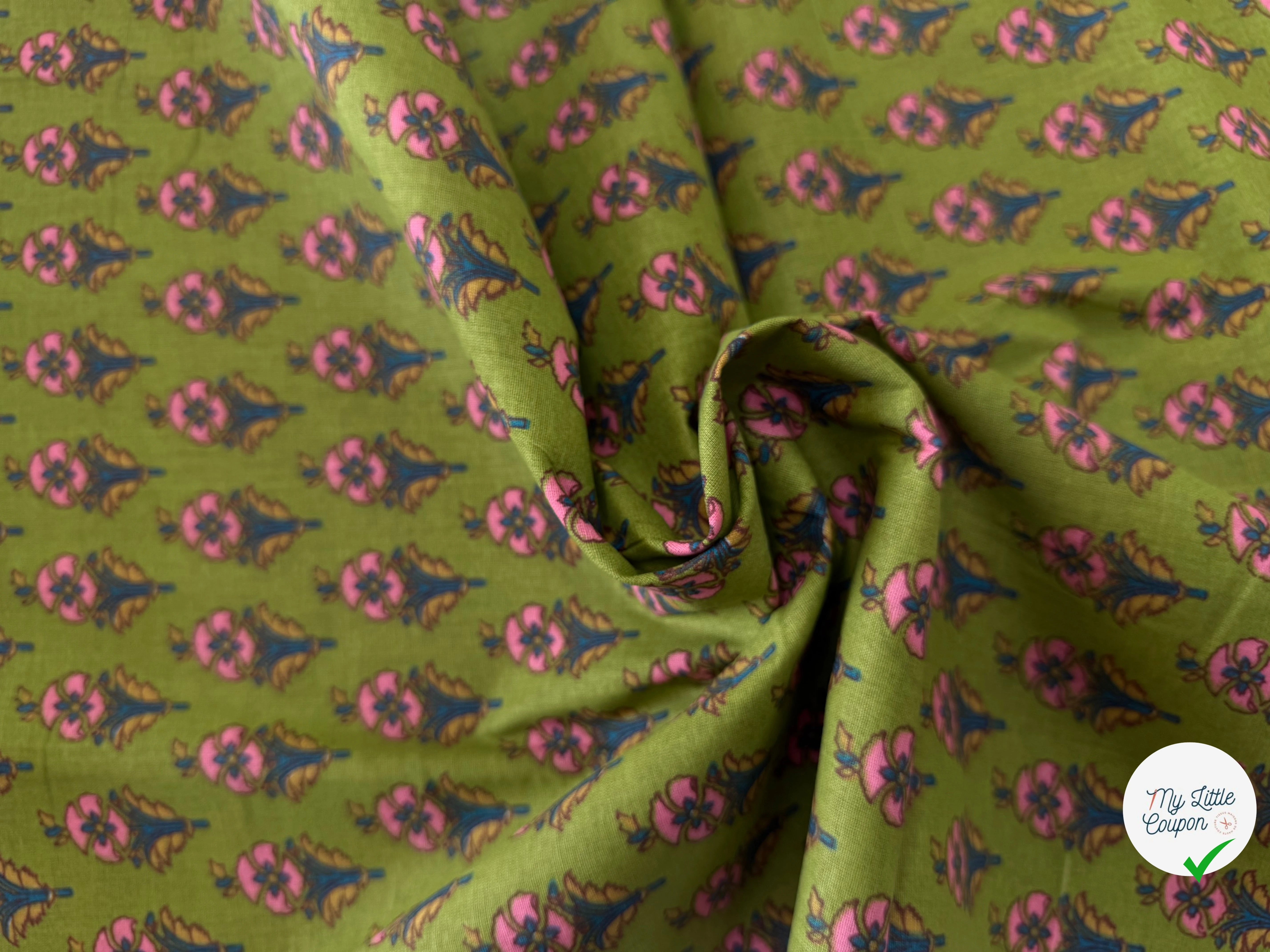 COTON INDIEN TAJ-MAHAL 012 VERT LAIZE 110 - My Little Coupon