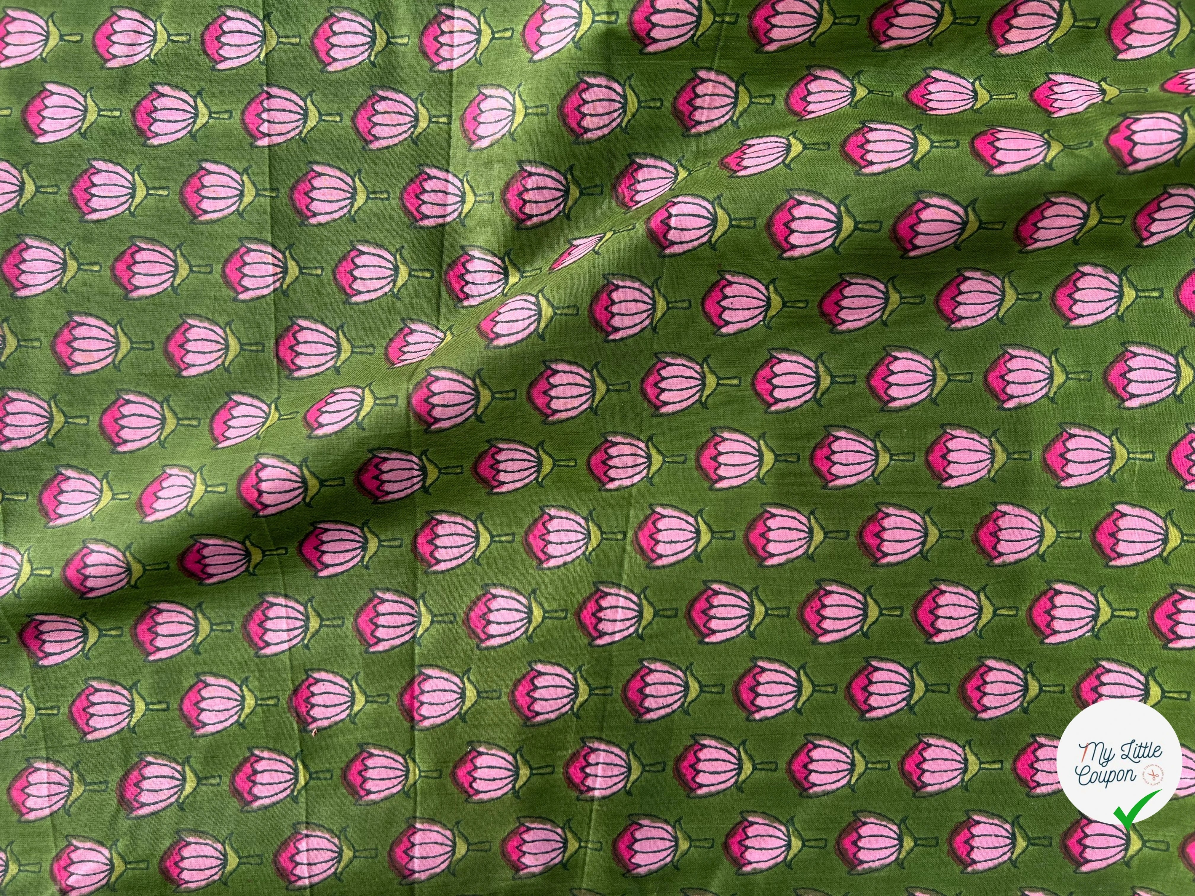 COTON INDIEN TAJ-MAHAL 013 VERT LAIZE 110 - My Little Coupon