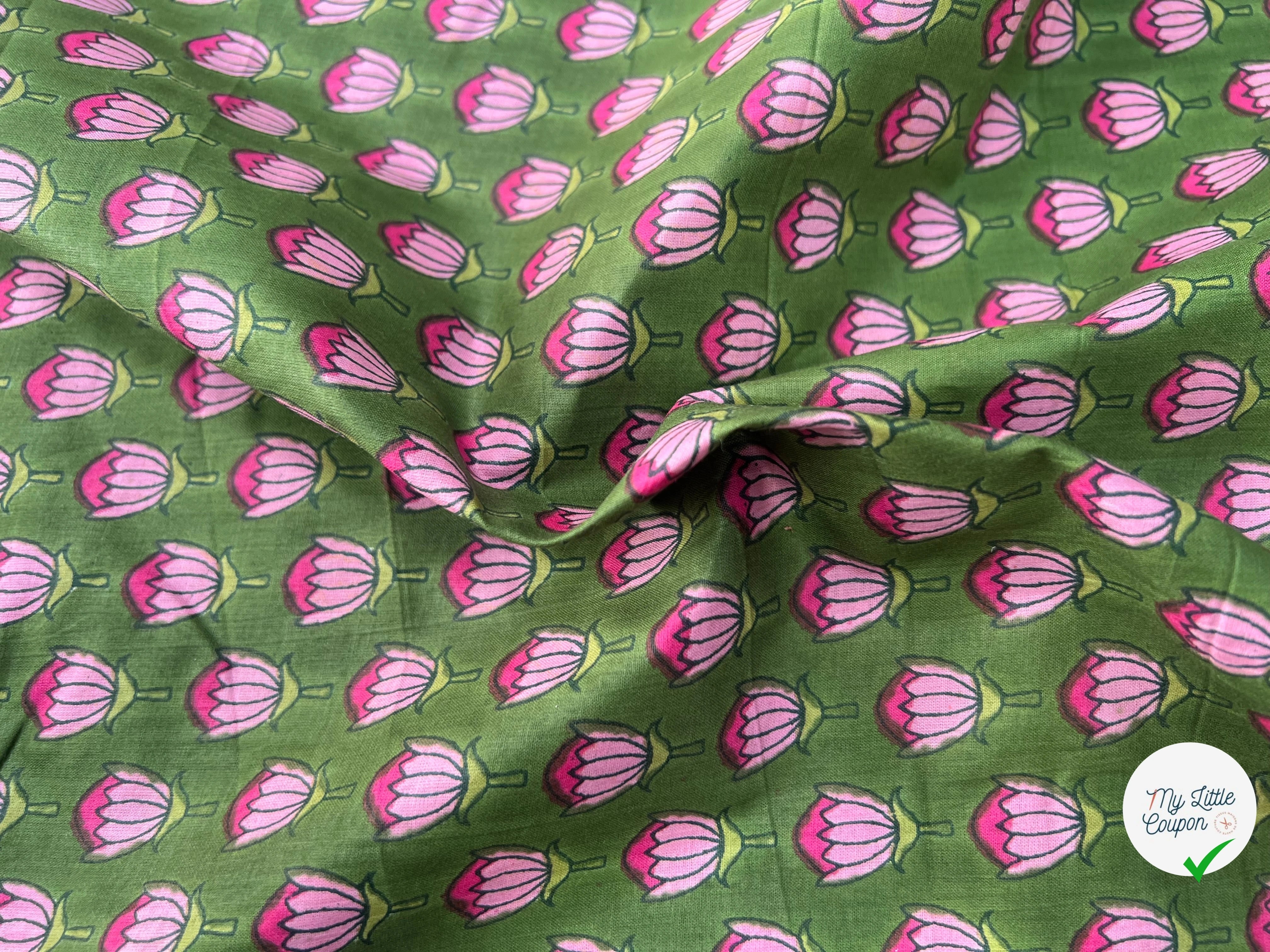 COTON INDIEN TAJ-MAHAL 013 VERT LAIZE 110 - My Little Coupon