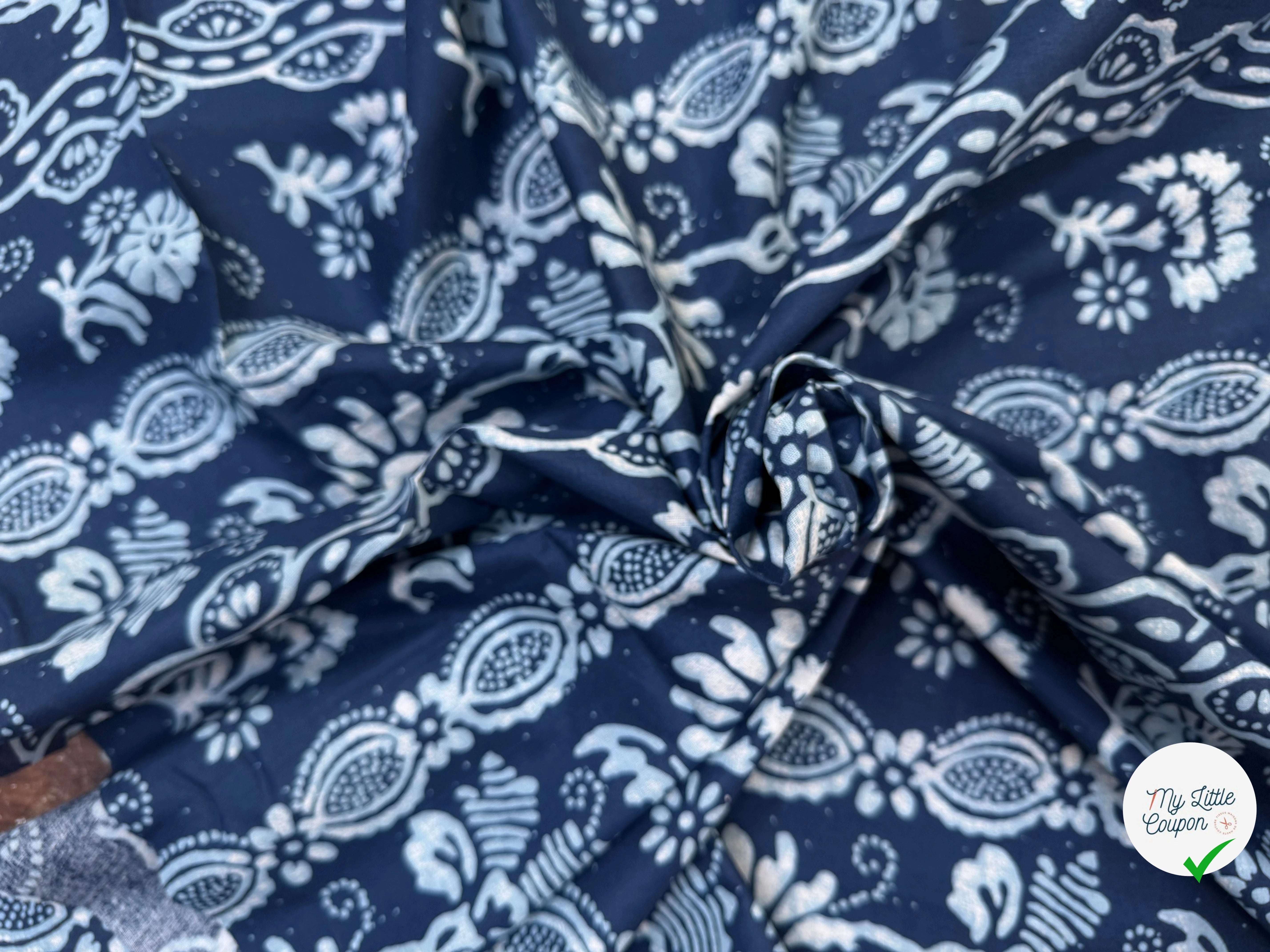 COTON INDIEN TAJ-MAHAL 015 INDIGO LAIZE 110 - My Little Coupon