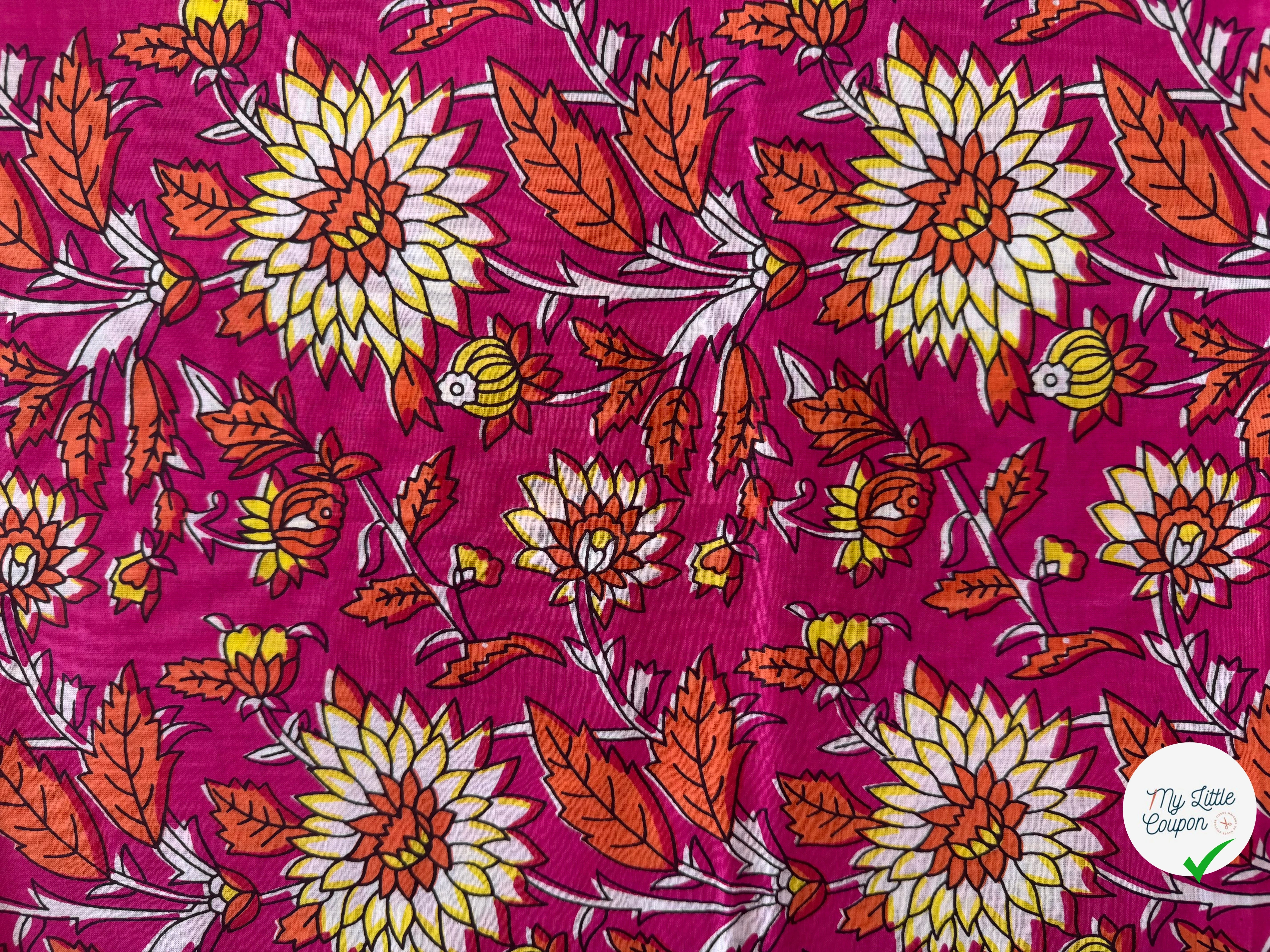 COTON INDIEN TAJ-MAHAL 018 FUCHSIA LAIZE 110 - My Little Coupon