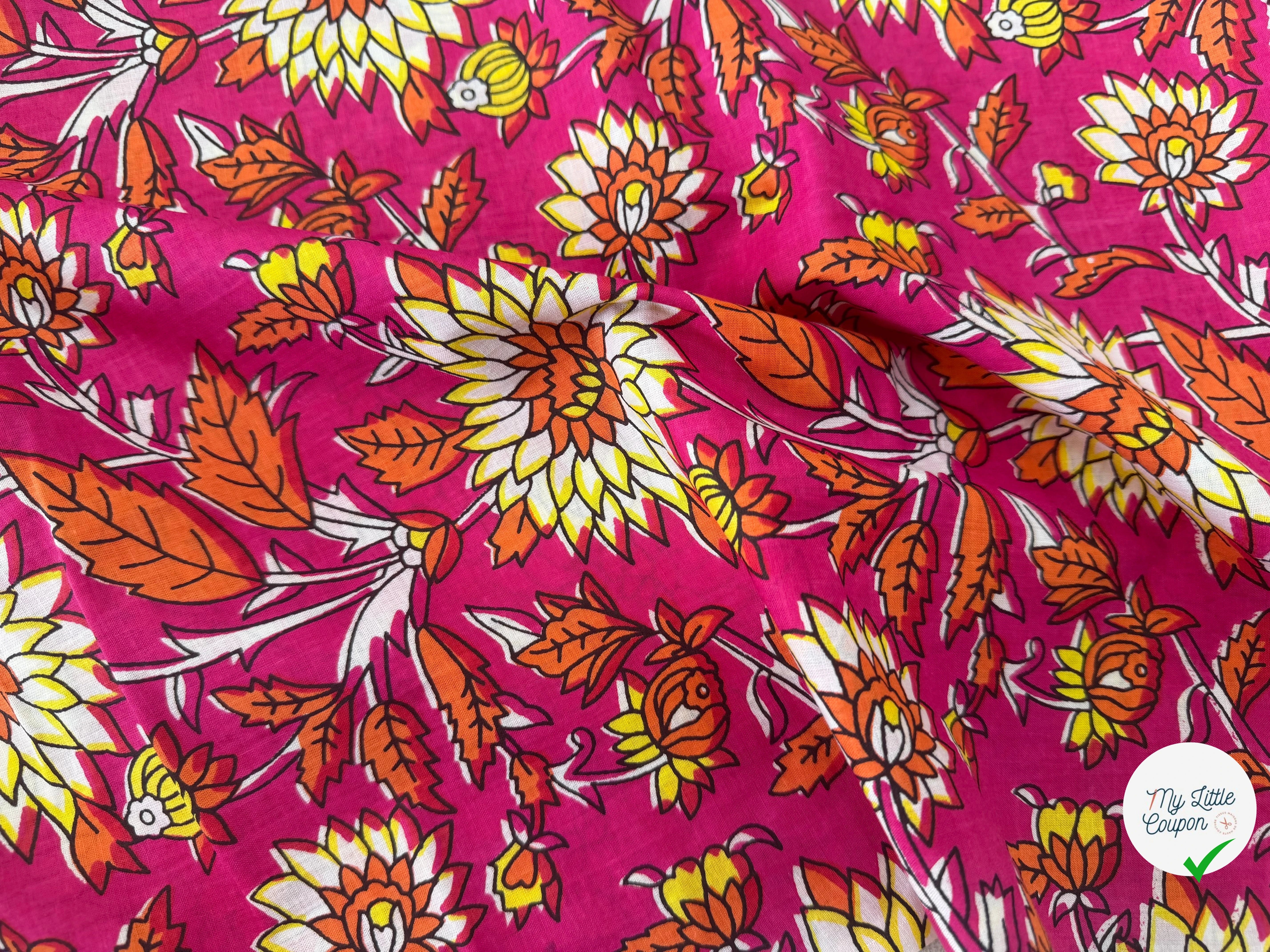 COTON INDIEN TAJ-MAHAL 018 FUCHSIA LAIZE 110 - My Little Coupon