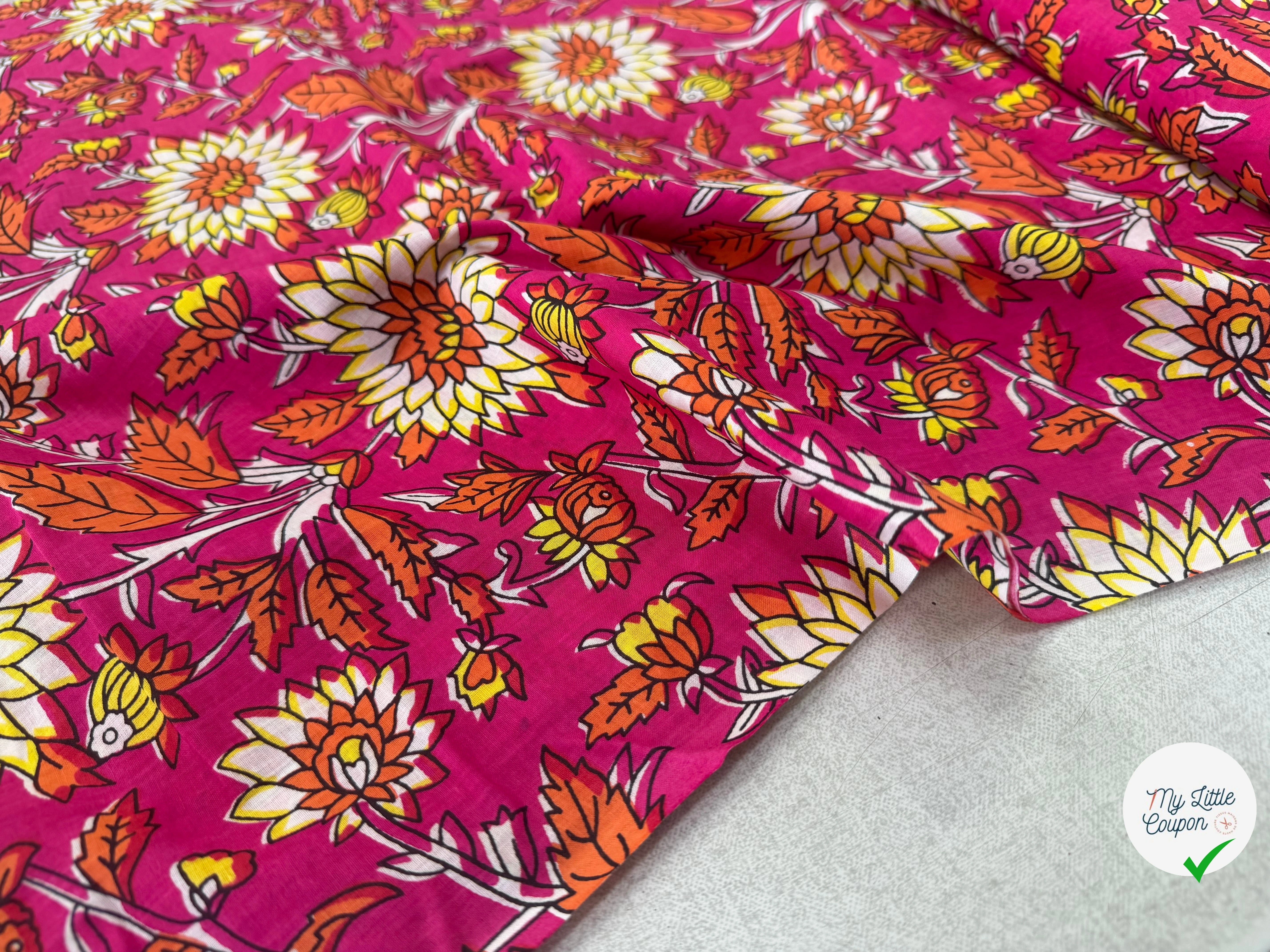 COTON INDIEN TAJ-MAHAL 018 FUCHSIA LAIZE 110 - My Little Coupon