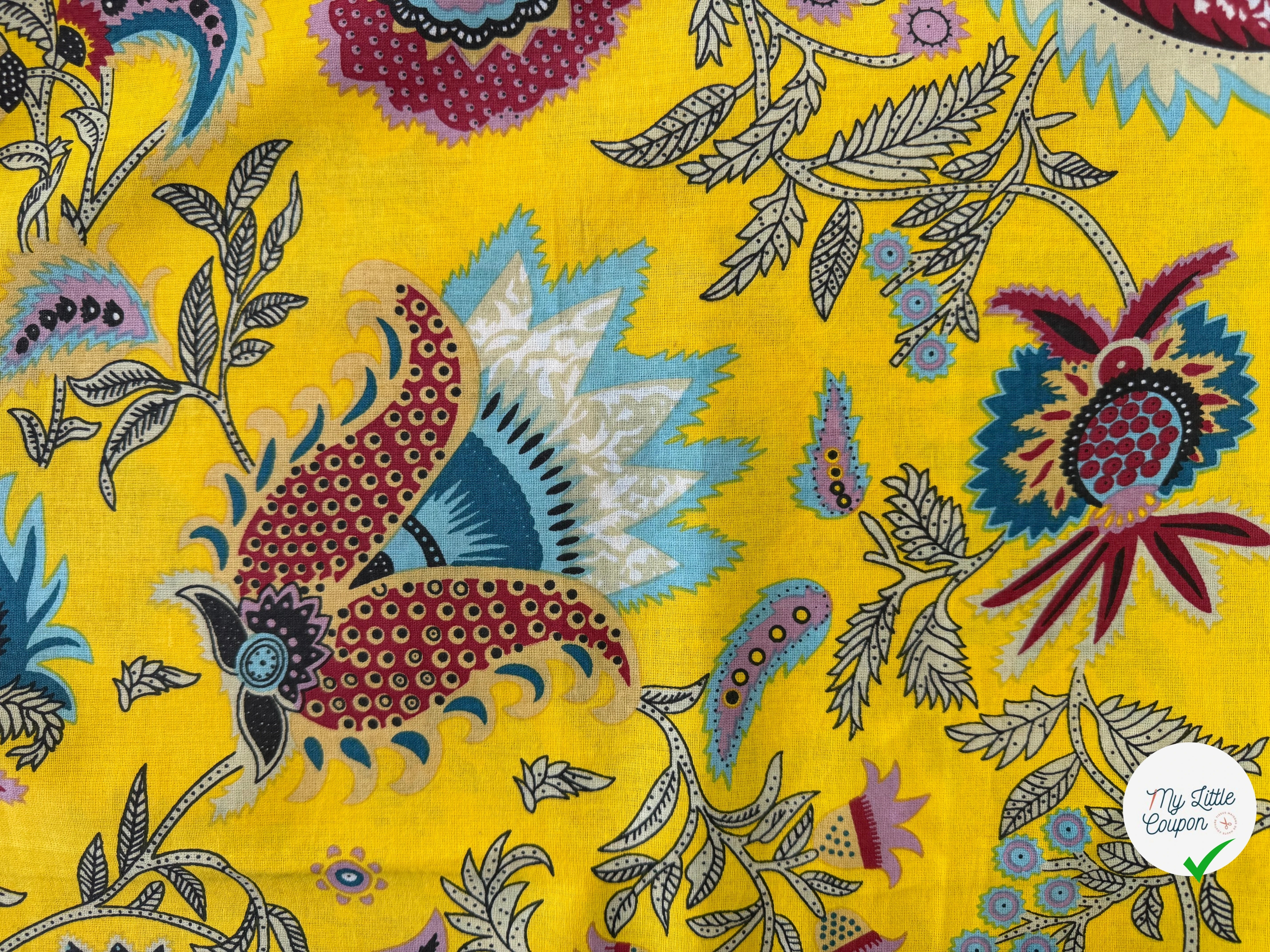 COTON INDIEN TAJ-MAHAL 026 JAUNE LAIZE 110 - My Little Coupon