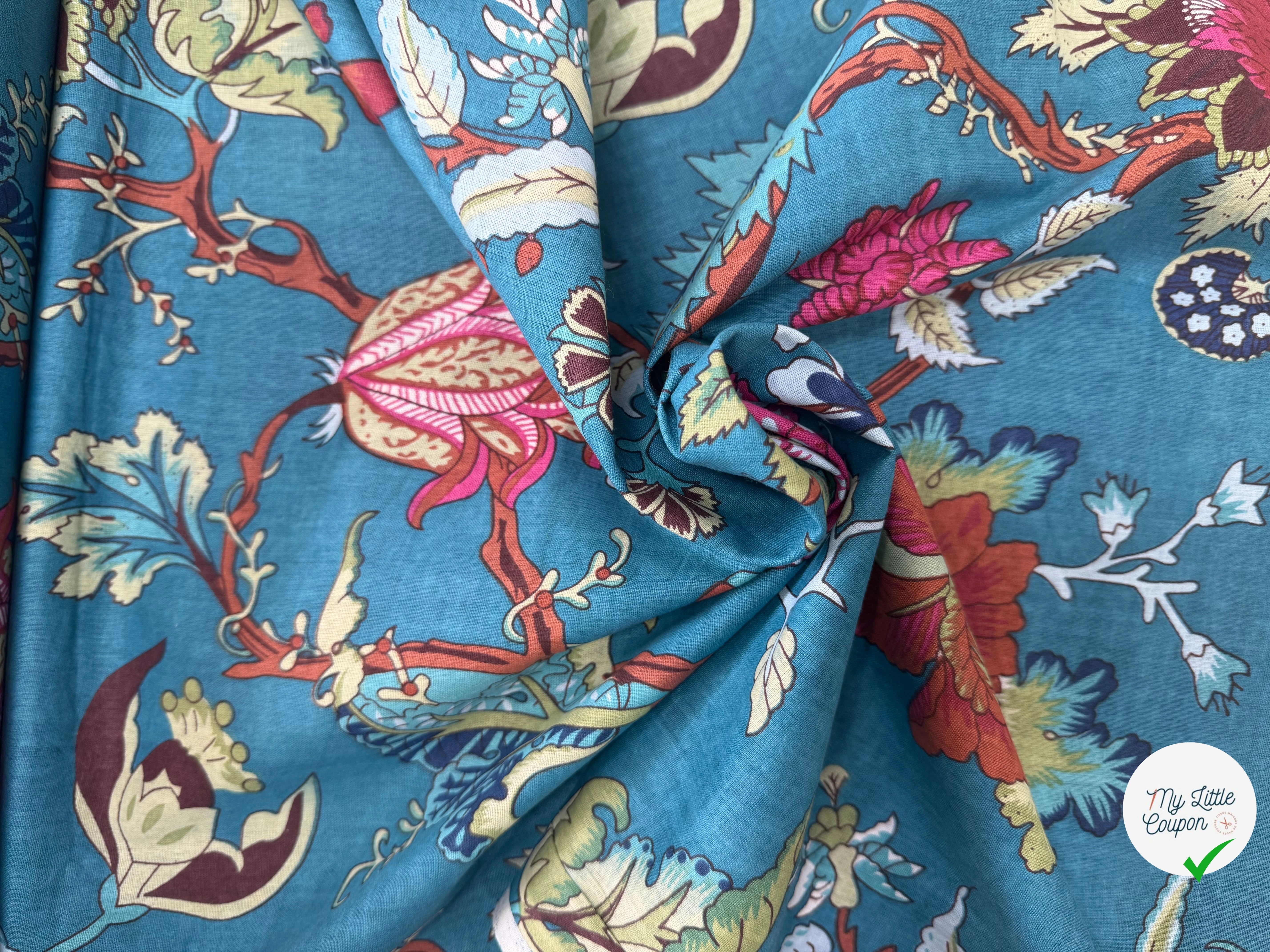 COTON INDIEN TAJ-MAHAL 028 BLEU LAIZE 110 - My Little Coupon