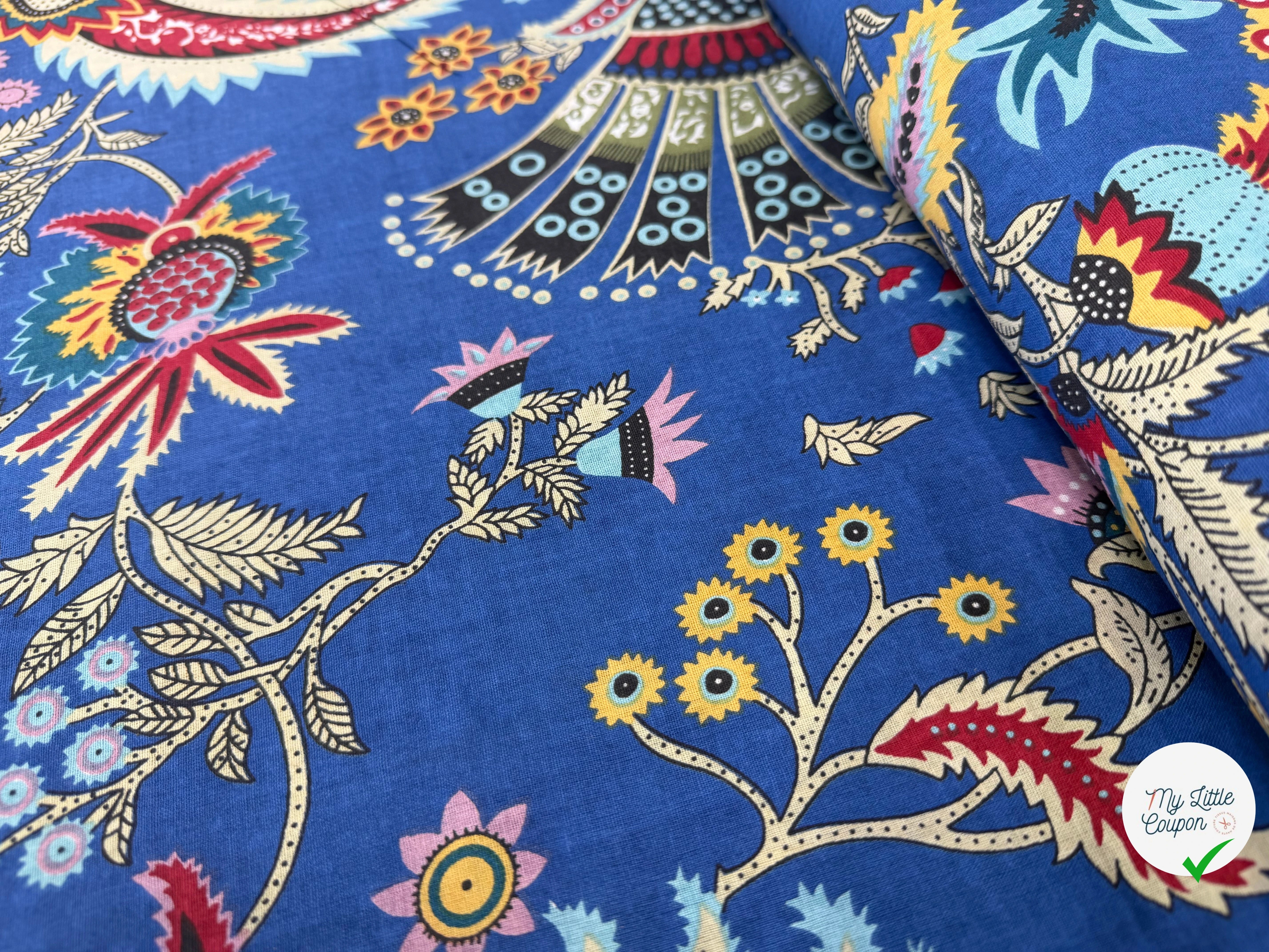 COTON INDIEN TAJ-MAHAL 029 BLEU LAIZE 110 - My Little Coupon
