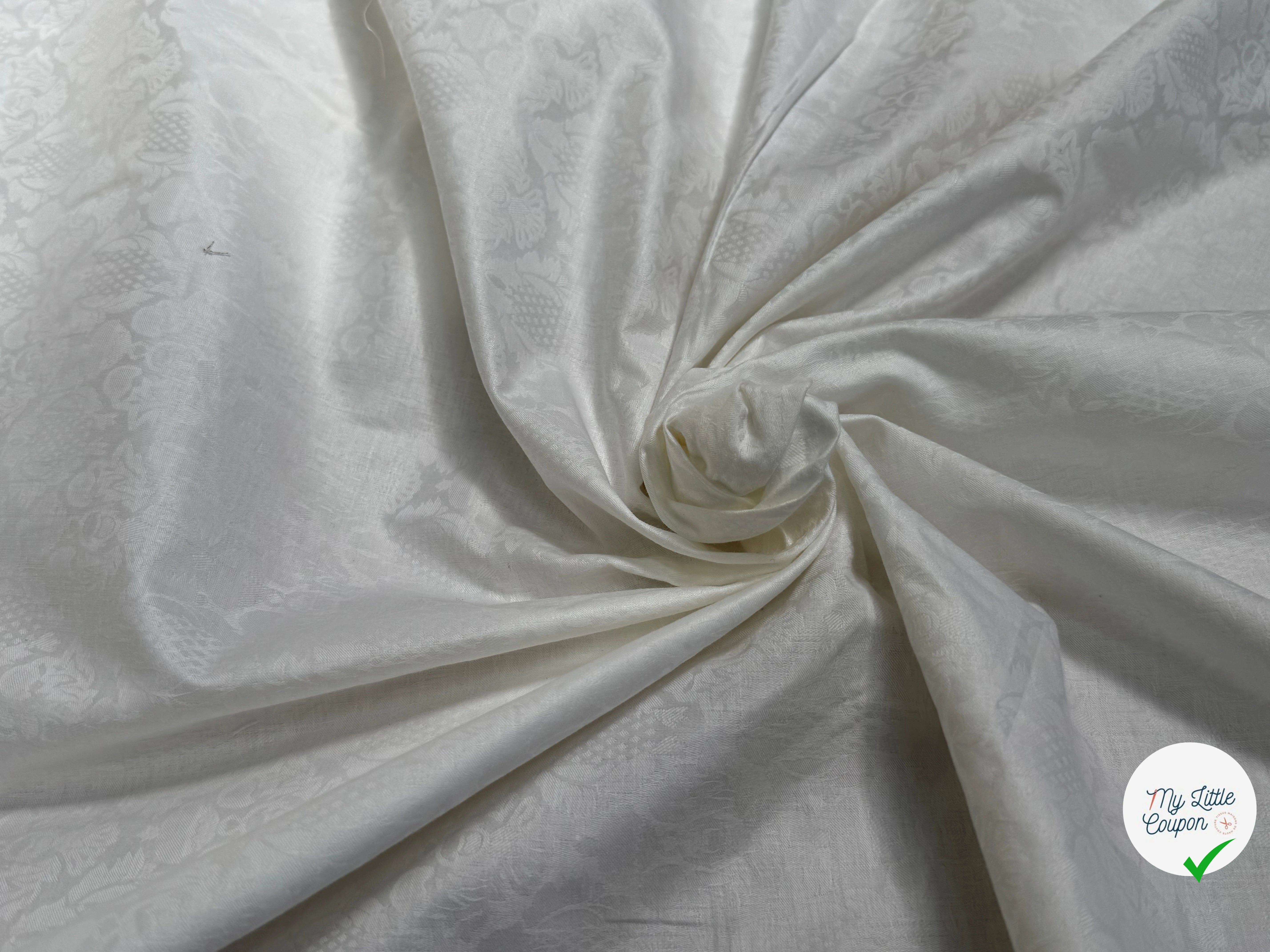 COTON JACQUARD DAMASSÉ BLANC 280 DE LAIZE SOFT TOUCHÉ - My Little Coupon