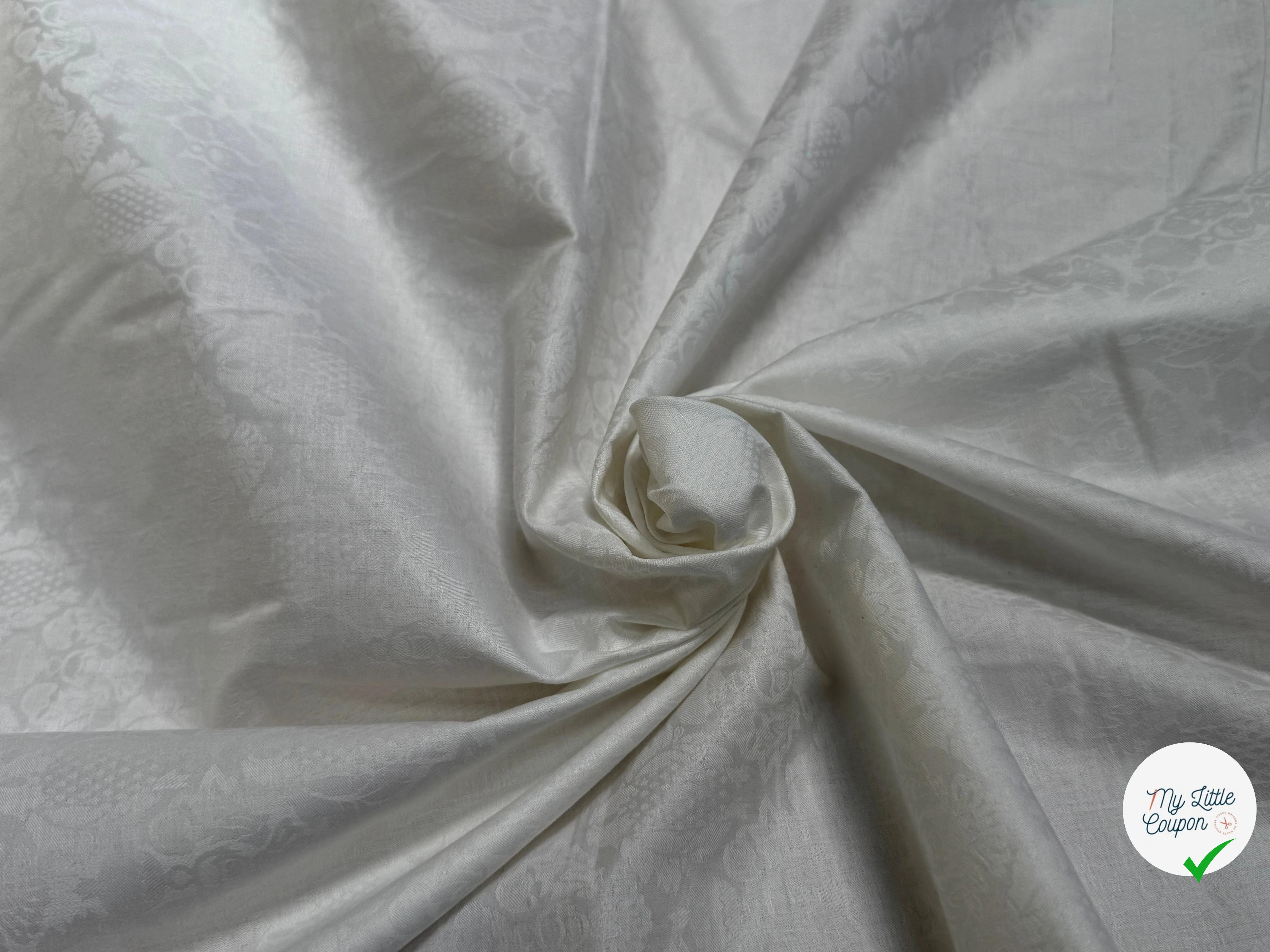 COTON JACQUARD DAMASSÉ BLANC 280 DE LAIZE SOFT TOUCHÉ - My Little Coupon