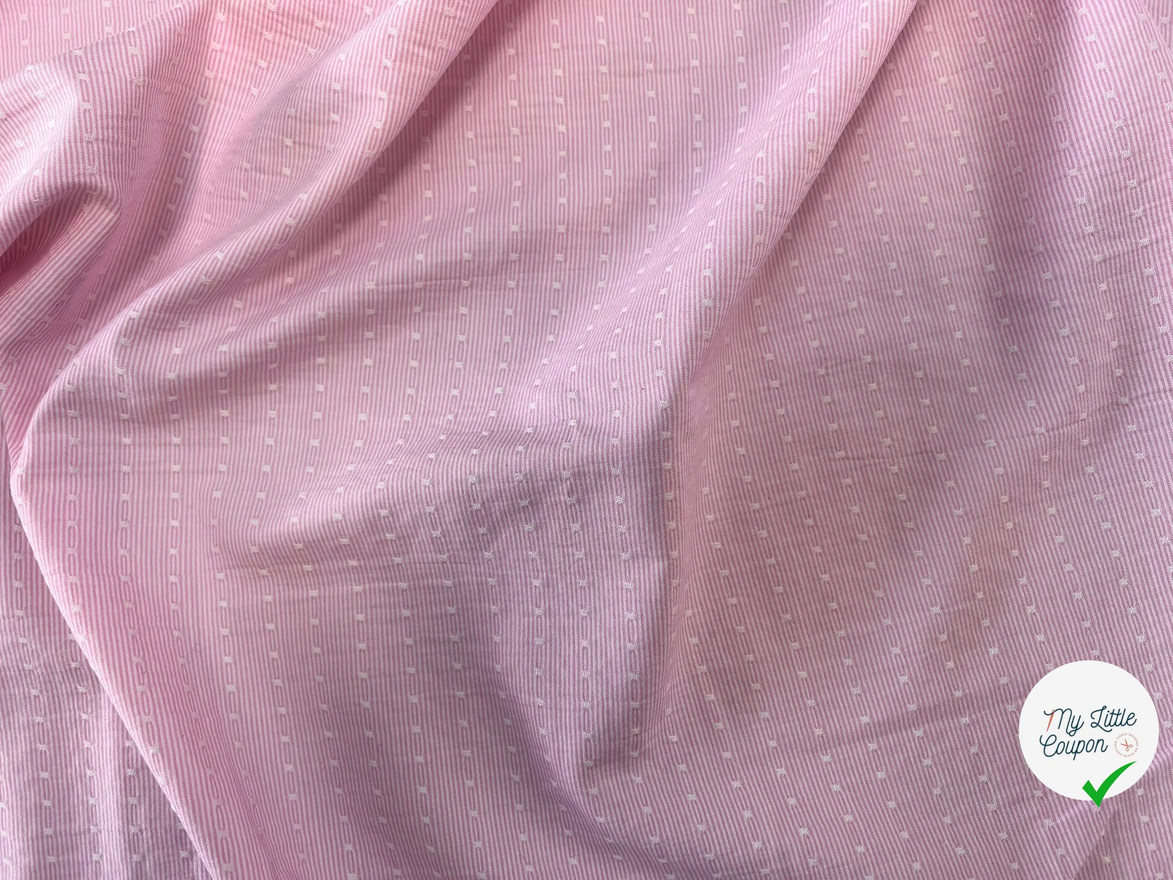 COTON LEGER BIO RAYURES PLUMETIS ATLANTIS ROSE - My Little Coupon