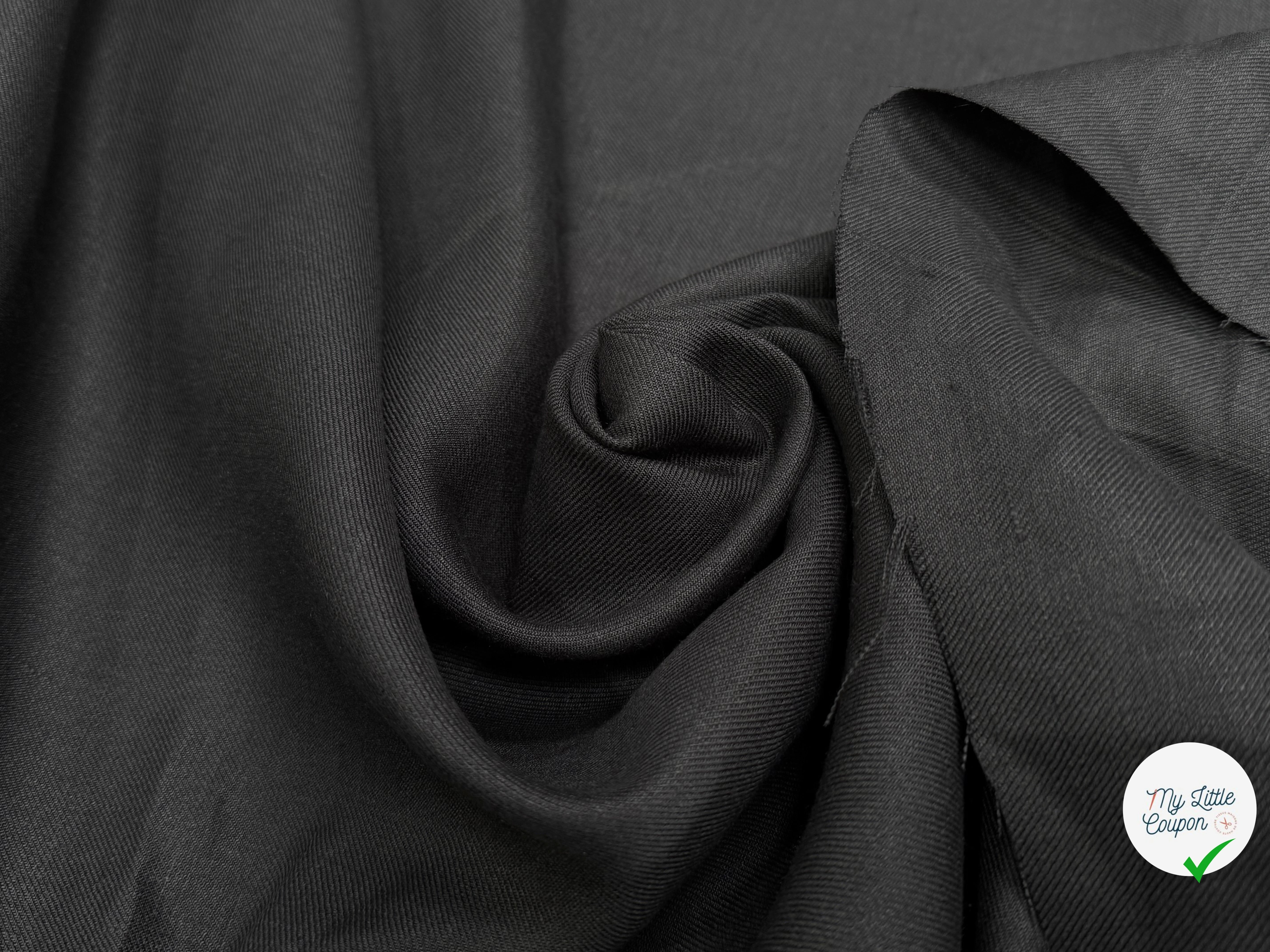 COTON LIN SERGÉ NOIR ANTHRACITE - My Little Coupon