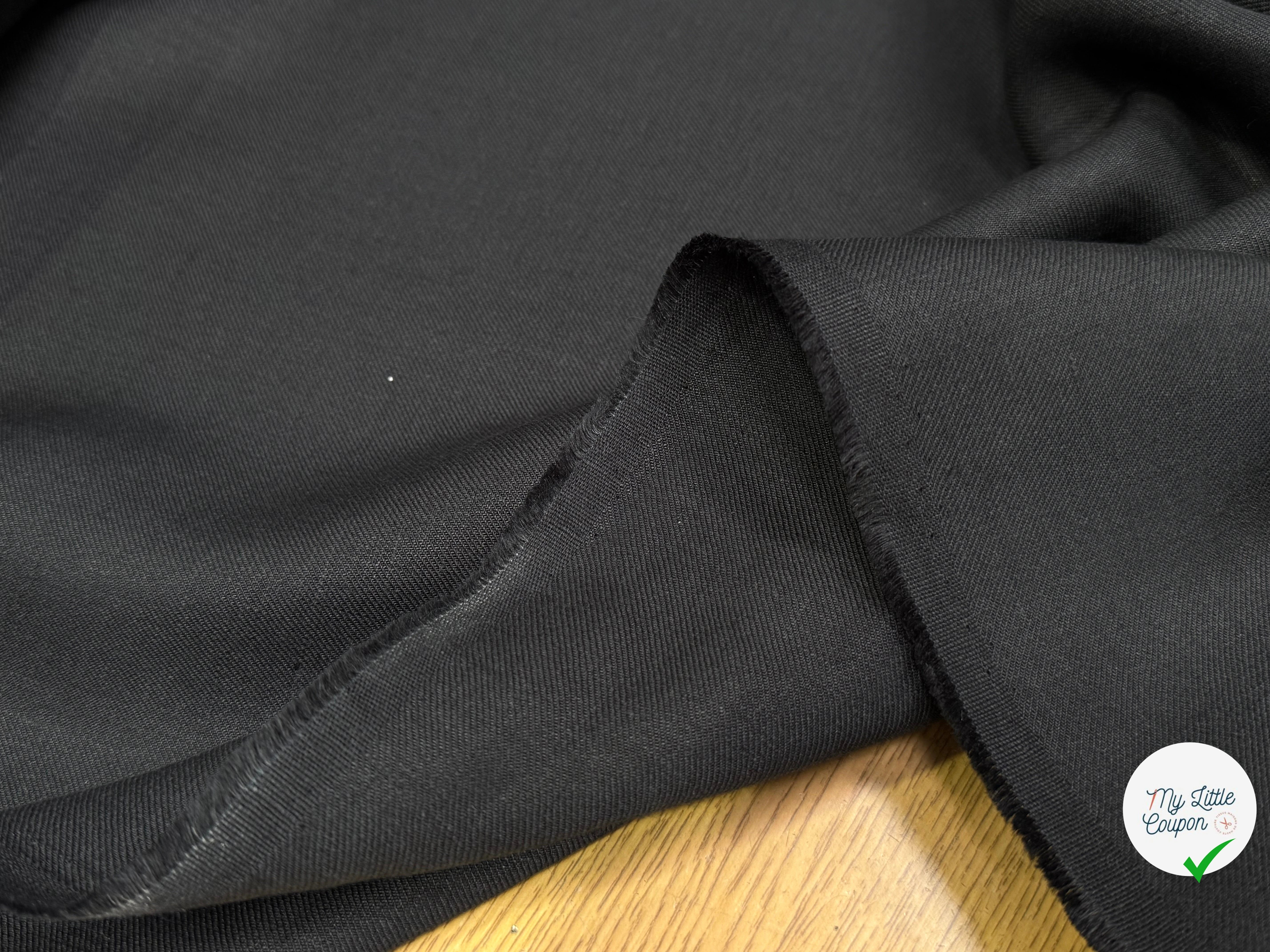 COTON LIN SERGÉ NOIR ANTHRACITE - My Little Coupon