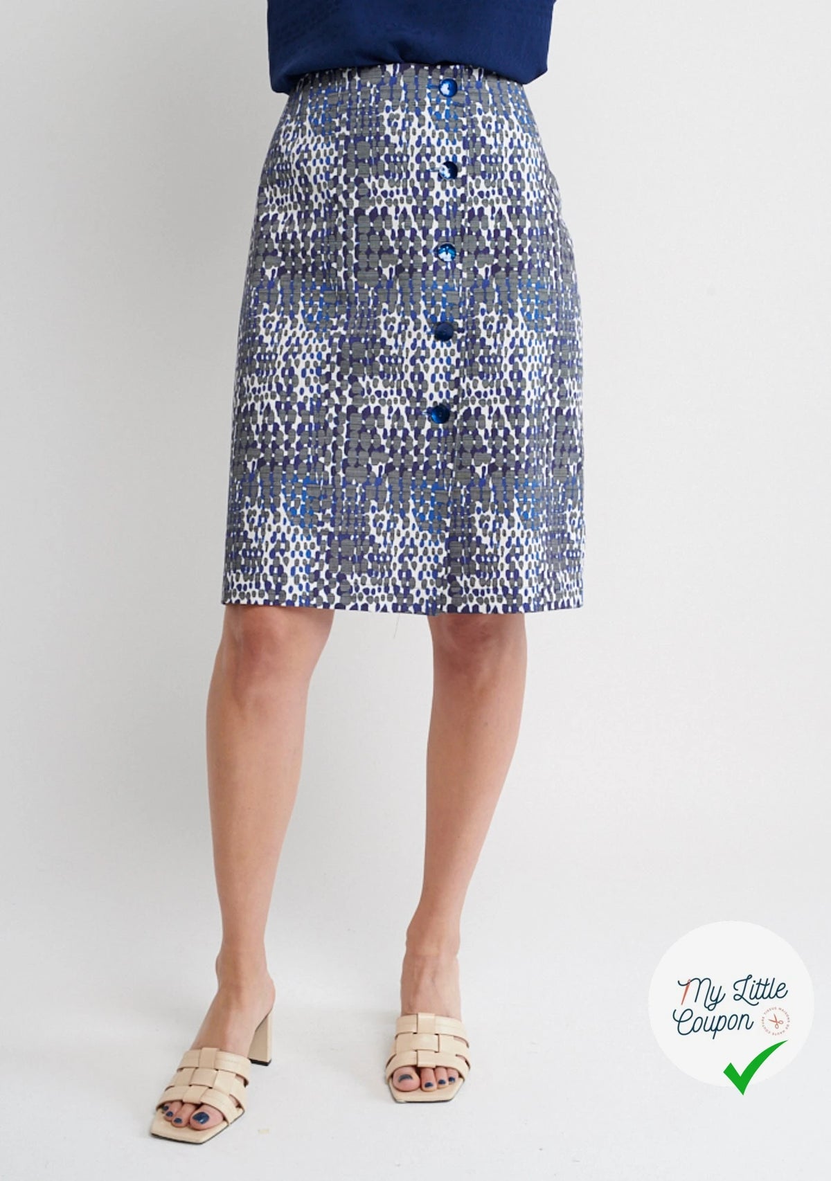 COTON STRETCH IMPRIMÉ CROCO BLEU ARTEMIDE CROCO - My Little Coupon