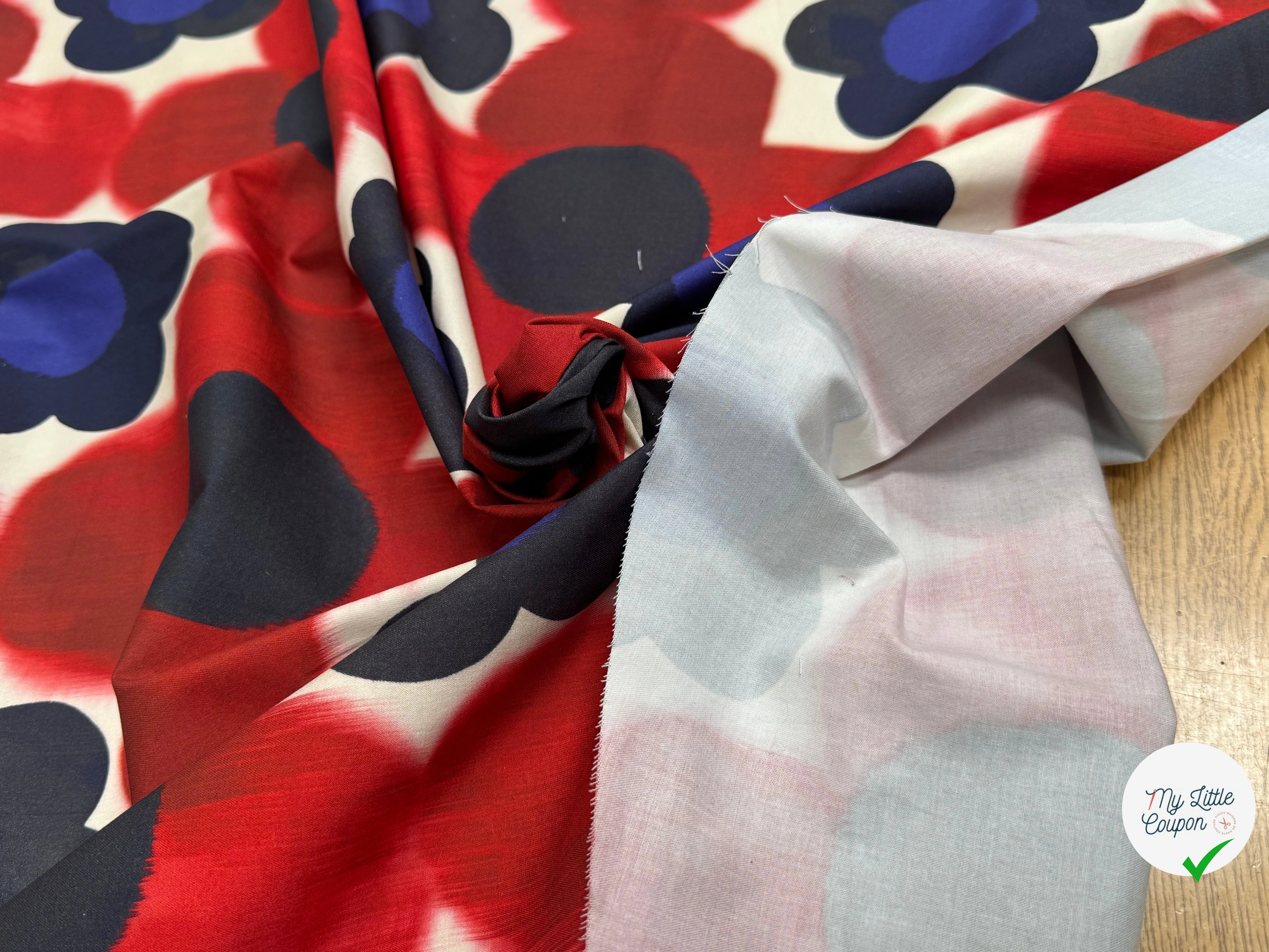 COTON STRETCH IMPRIMÉ FLEURS GRAPHIQUES ROUGE ARTEMIDE TWIGGY ROUGE - My Little Coupon