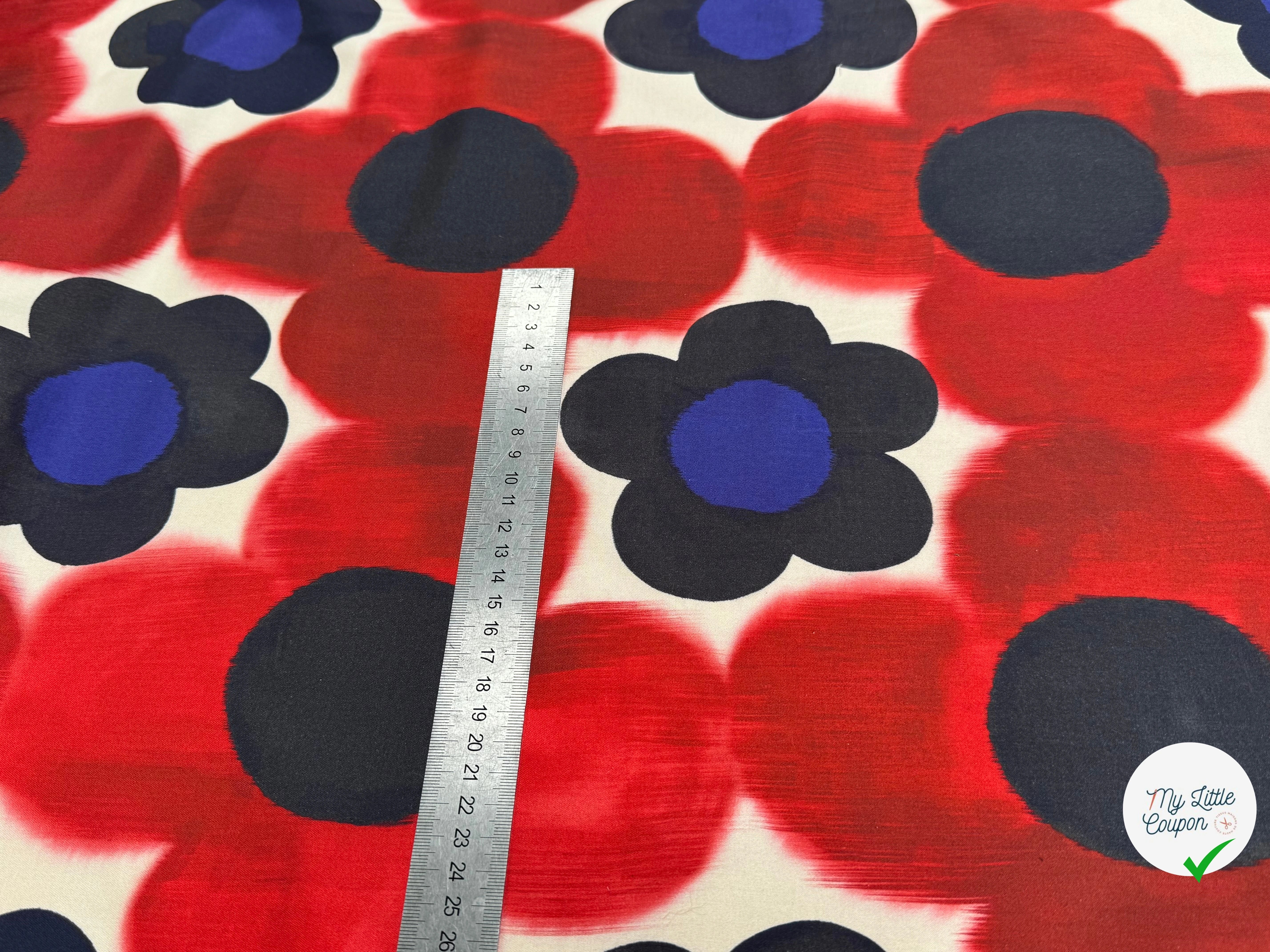 COTON STRETCH IMPRIMÉ FLEURS GRAPHIQUES ROUGE ARTEMIDE TWIGGY ROUGE - My Little Coupon
