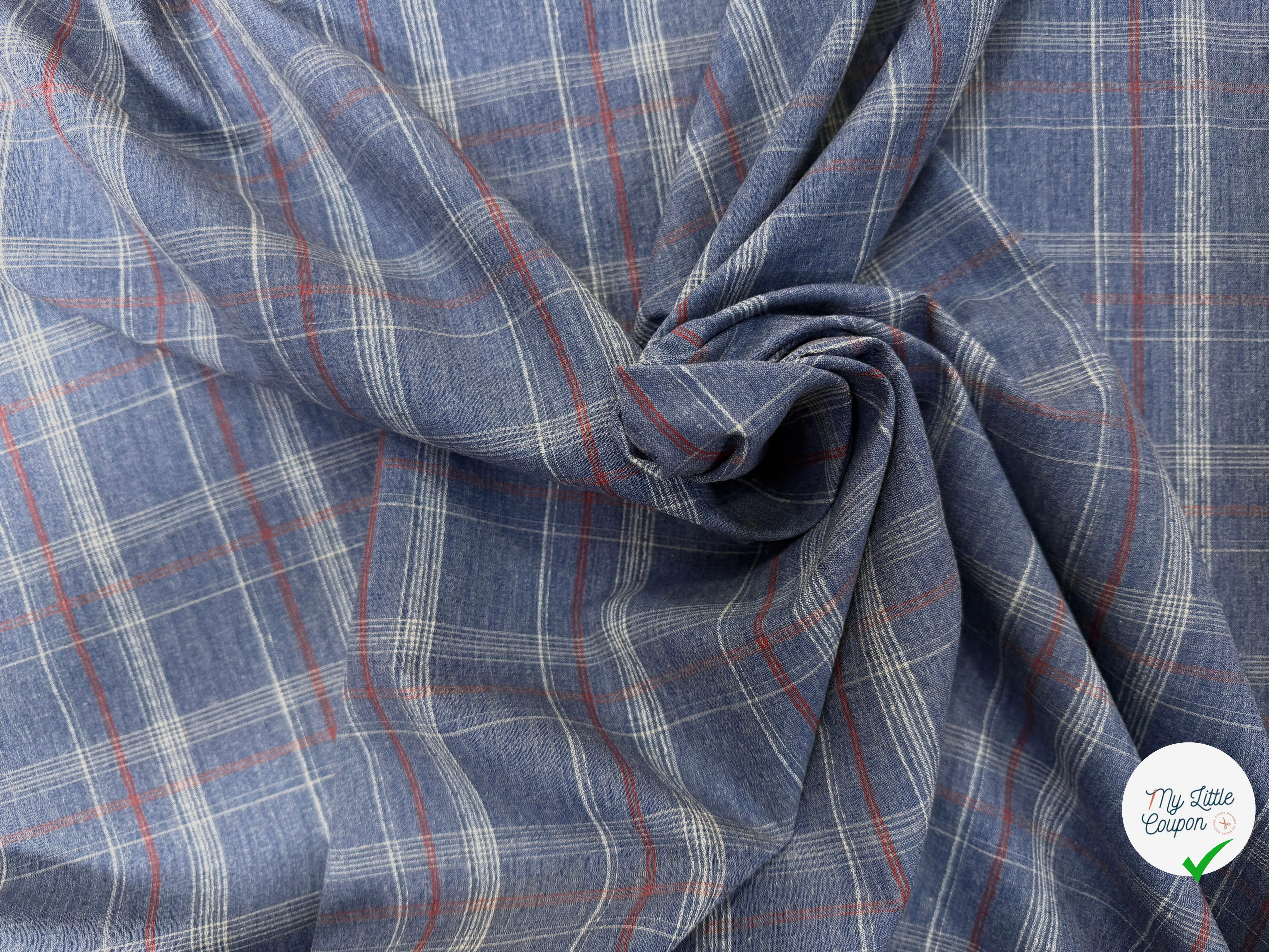 COTON SUR CHEMISE BLEU CAREAUX - My Little Coupon