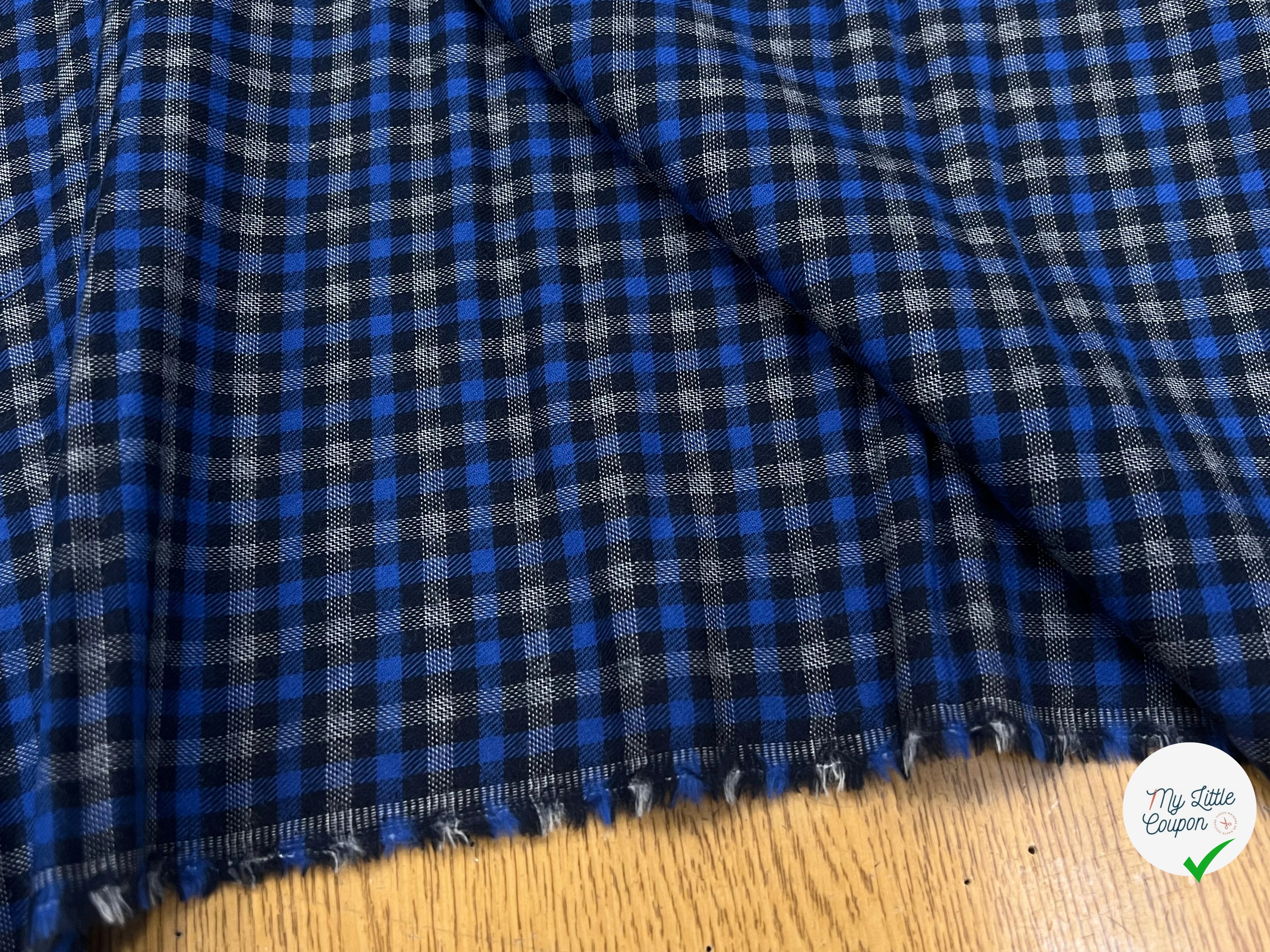 COTON TRAPPEUR CARREAUX BLEU NOIR GRIS - My Little Coupon