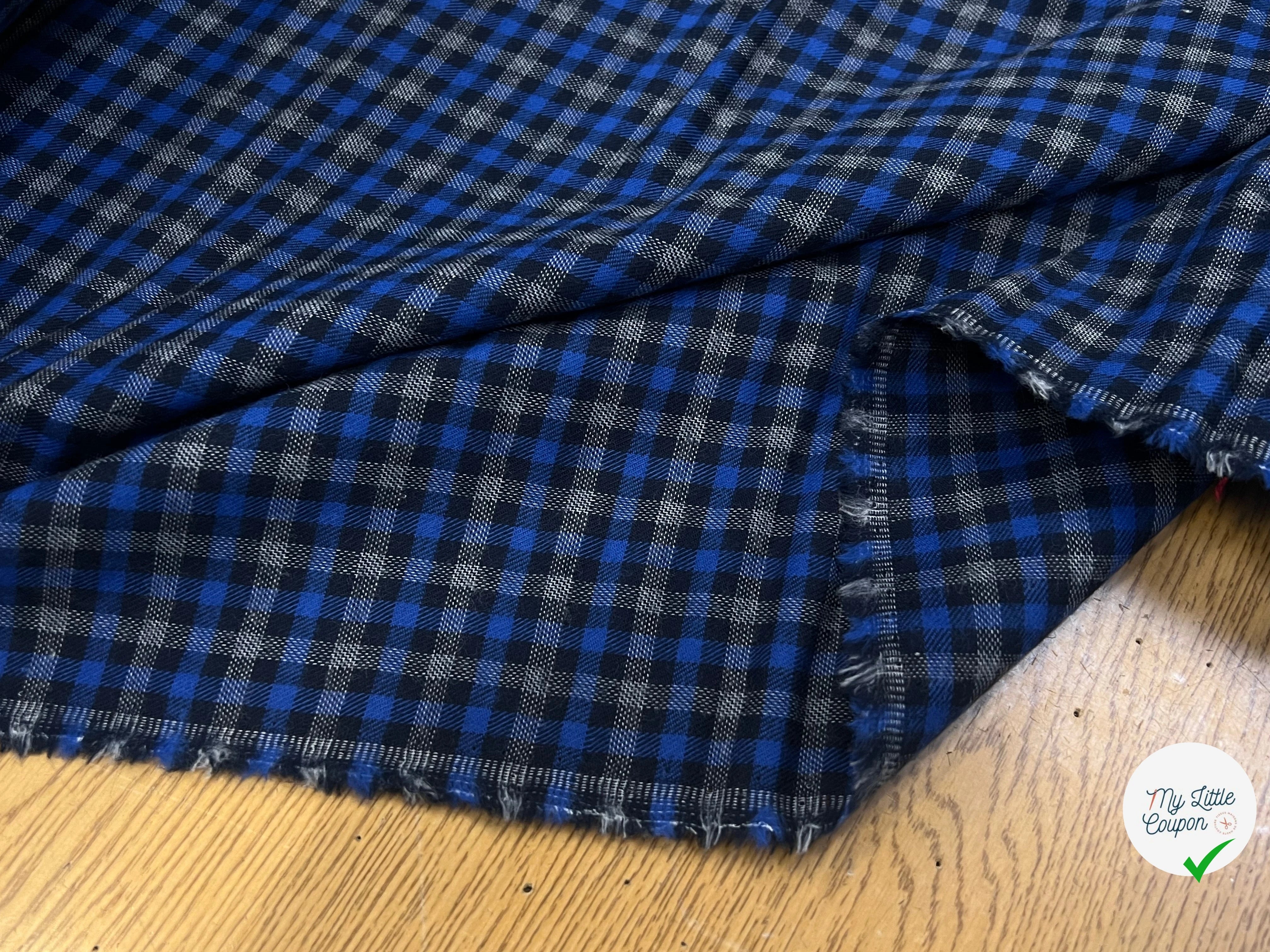 COTON TRAPPEUR CARREAUX BLEU NOIR GRIS - My Little Coupon