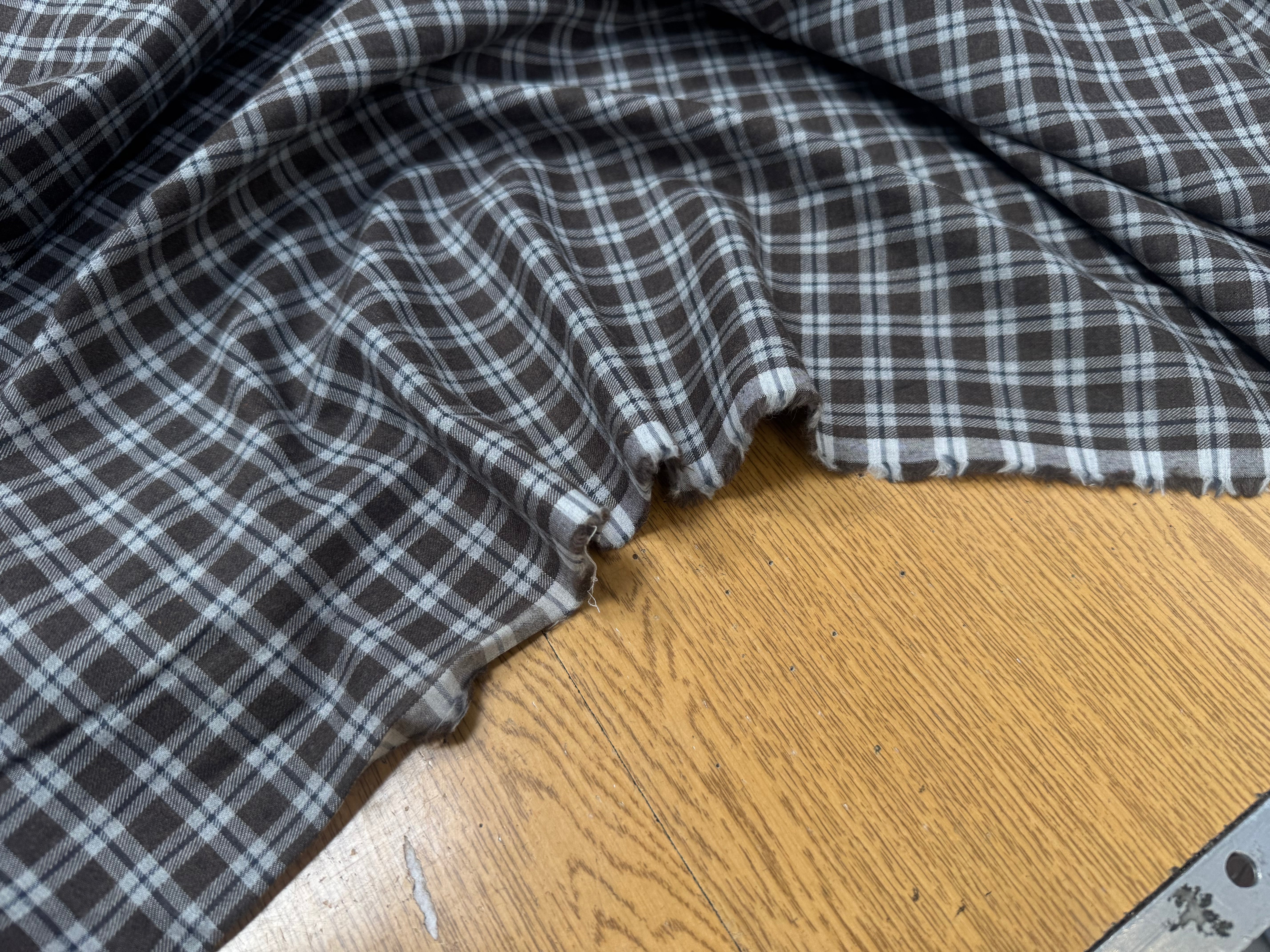 COTON TRAPPEUR CARREAUX MARRRON KAKI ET BLANC - My Little Coupon