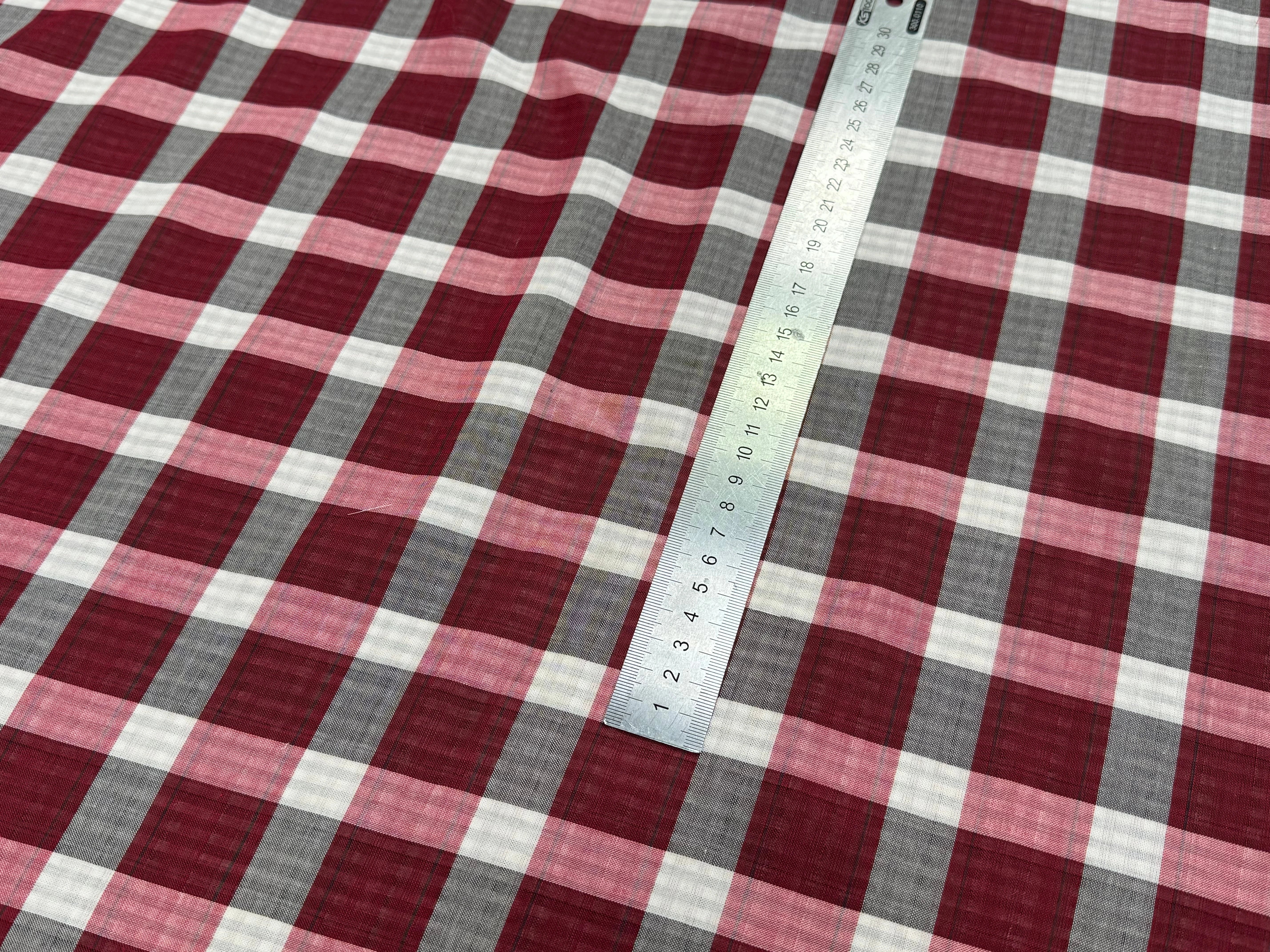 COTON VICHY REVERSIBLE À CARREAUX BORDEAUX BLANC GRIS - My Little Coupon