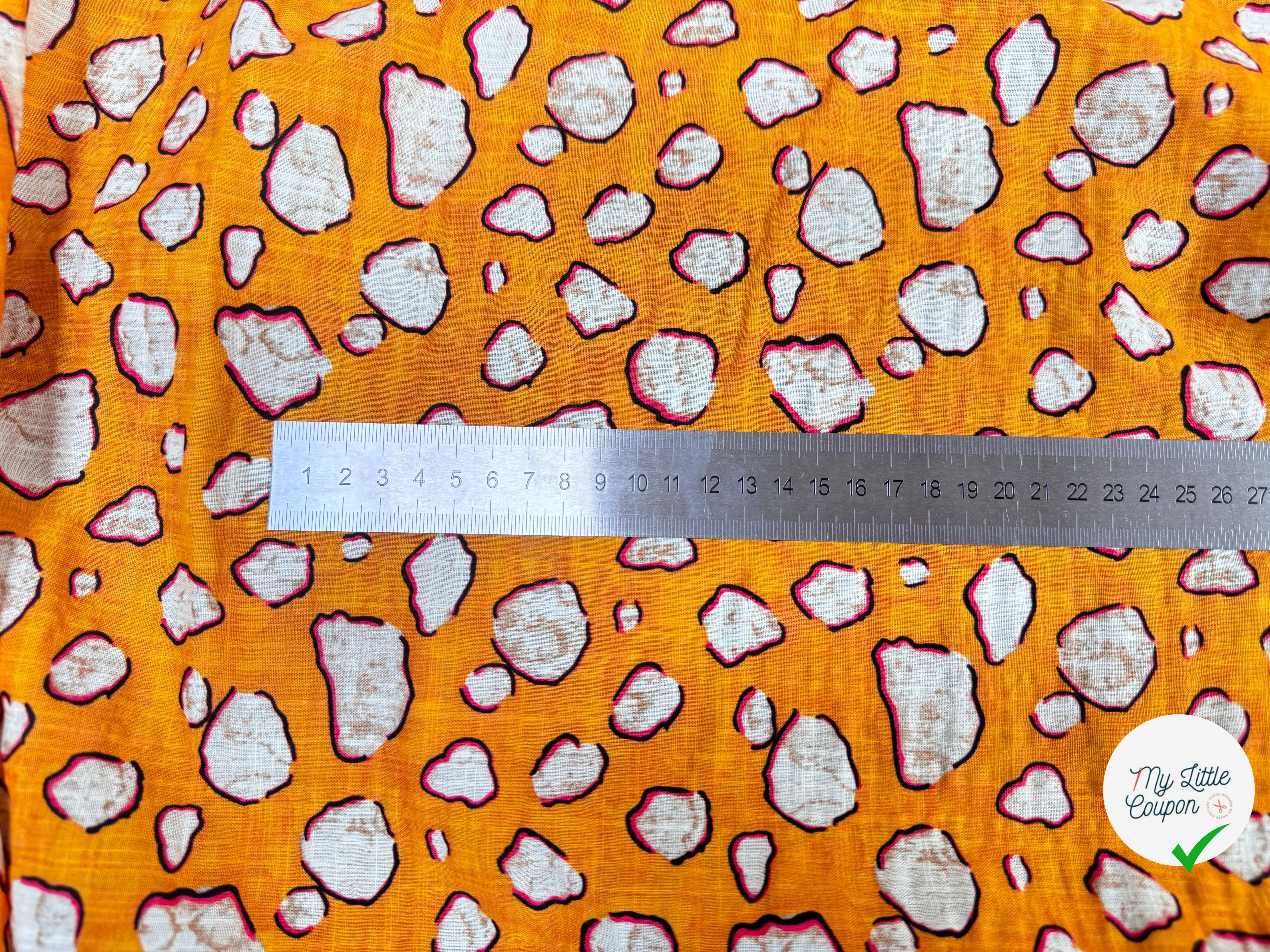 COTON VISCOSE EN CHAINE ET TRAME TISSU SLUB IMPRIMÉ POIS OCRE - My Little Coupon