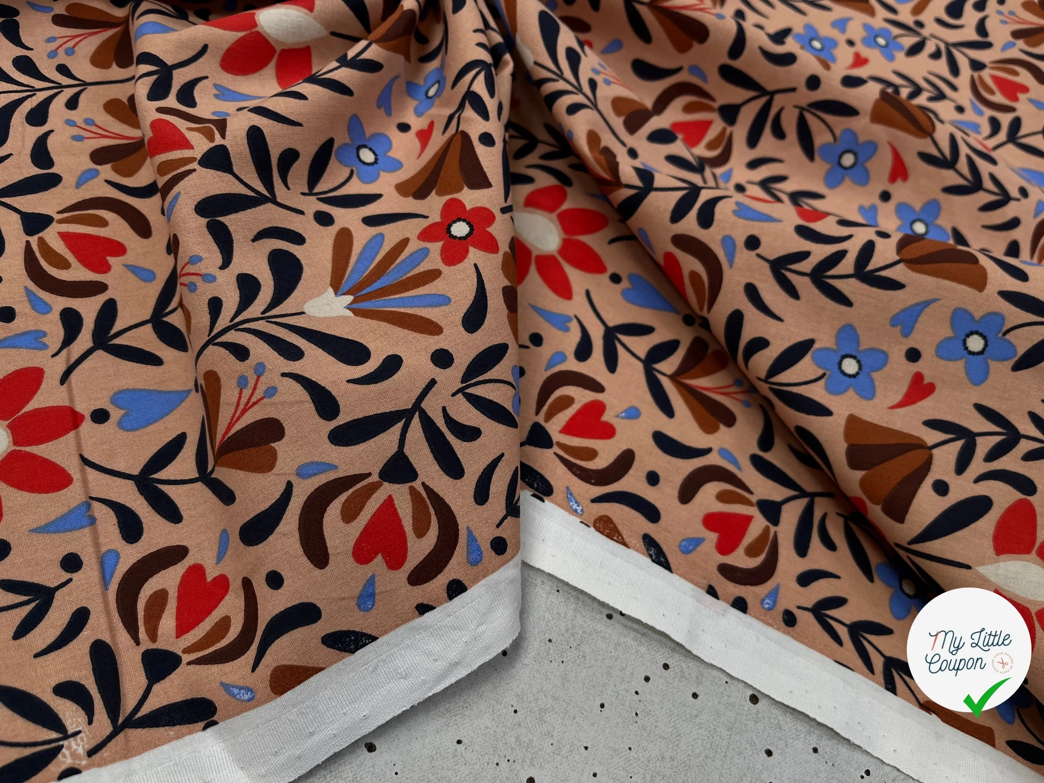 COTONNADE LAFLEUR BEIGE ET ROUGE - My Little Coupon