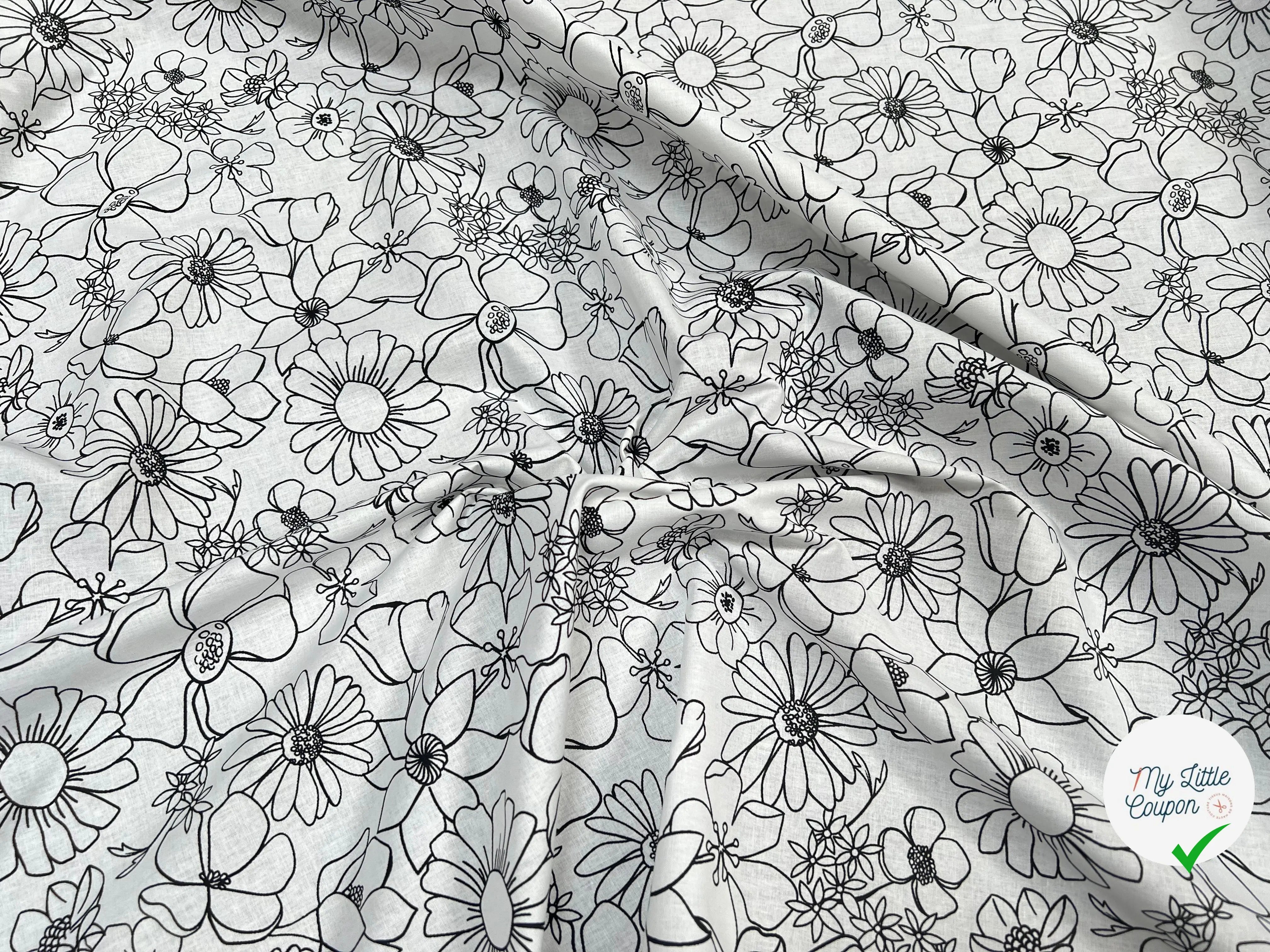 COTONNADE LYCOLIA BLANC / NOIR 1B D1X 150 - My Little Coupon