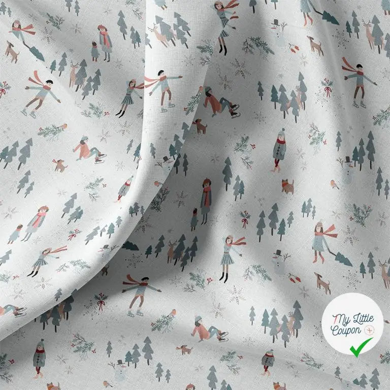 COTONNADE SNOWTIME BLANC / BLEU 1E NUM D1 150 - My Little Coupon