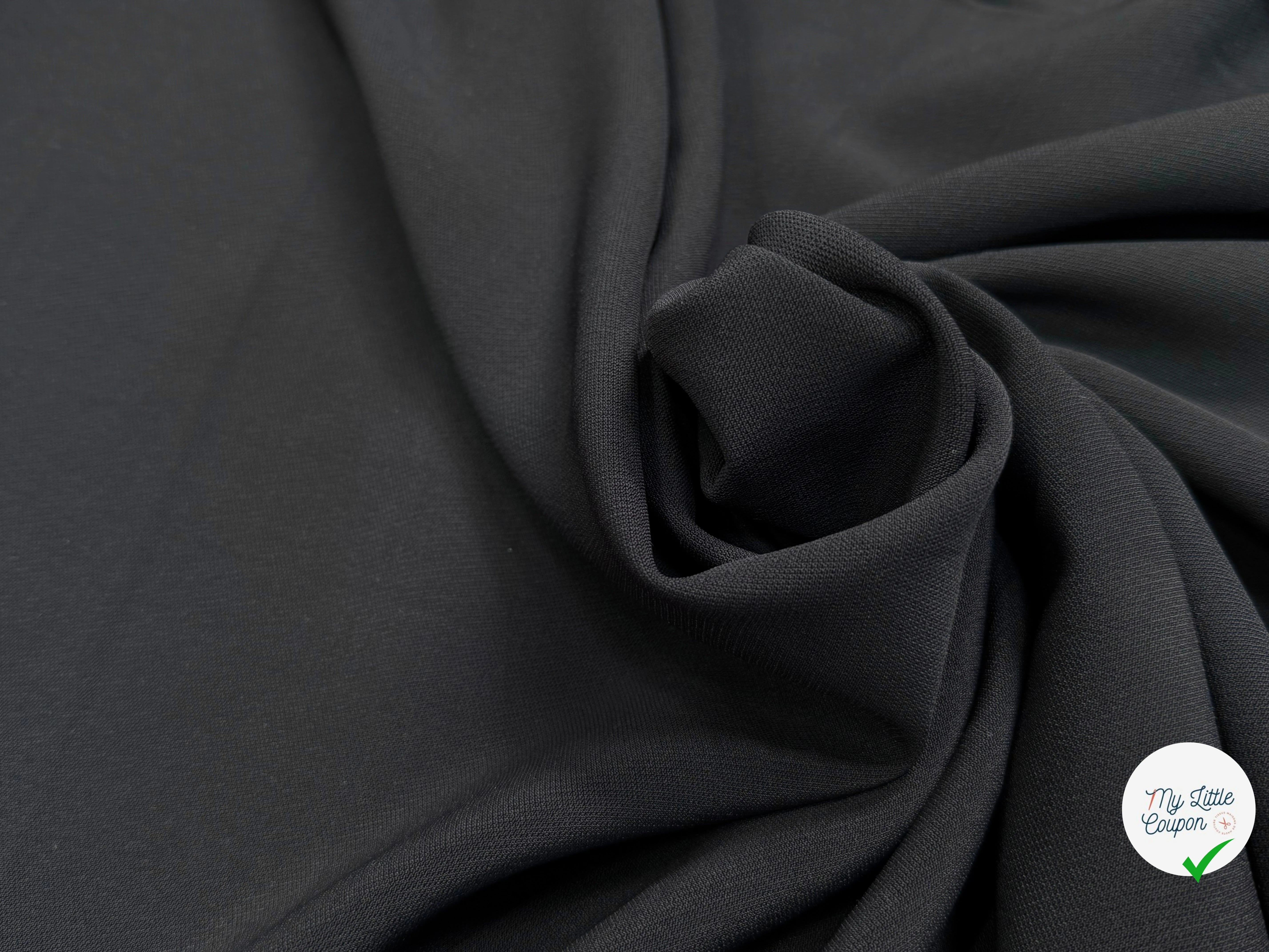 CREPE ACETATE VISCOSE SÉMI-LOURD LÉGÈREMENT SERGÉ NOIR - My Little Coupon