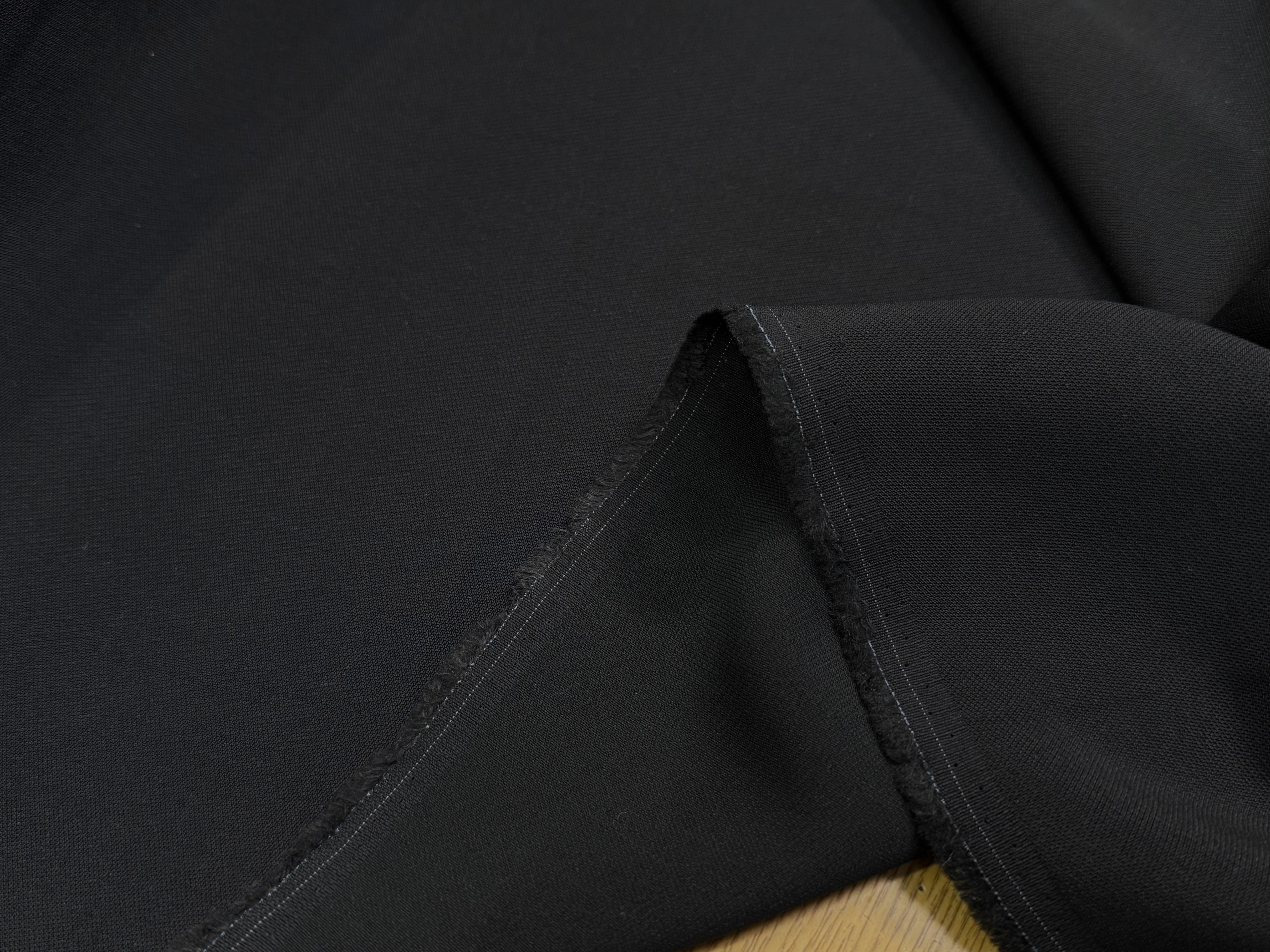 CREPE ACETATE VISCOSE SÉMI-LOURD LÉGÈREMENT SERGÉ NOIR - My Little Coupon