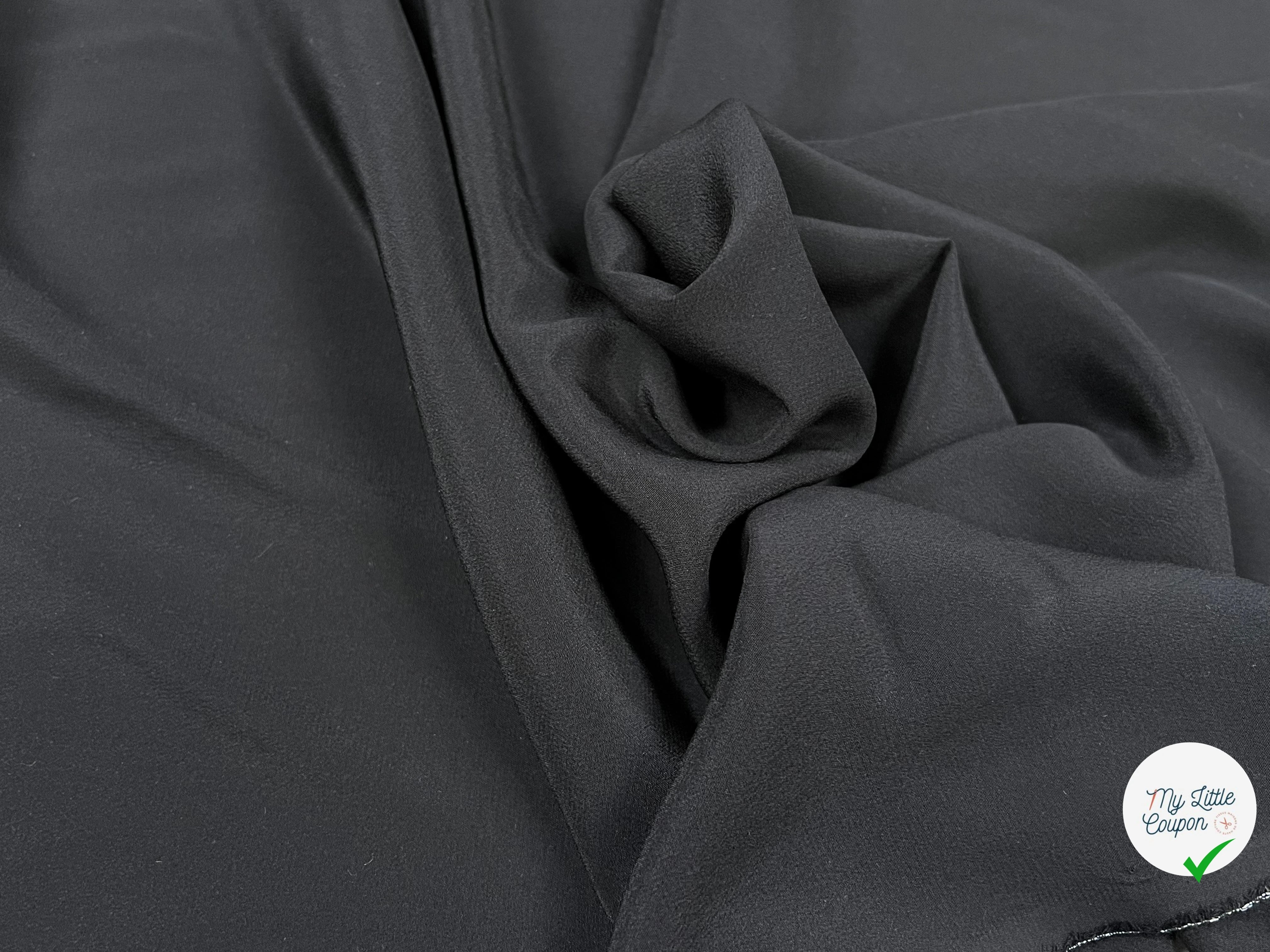 CREPE DE CHINE 100% SOIE UNI NOIR - My Little Coupon