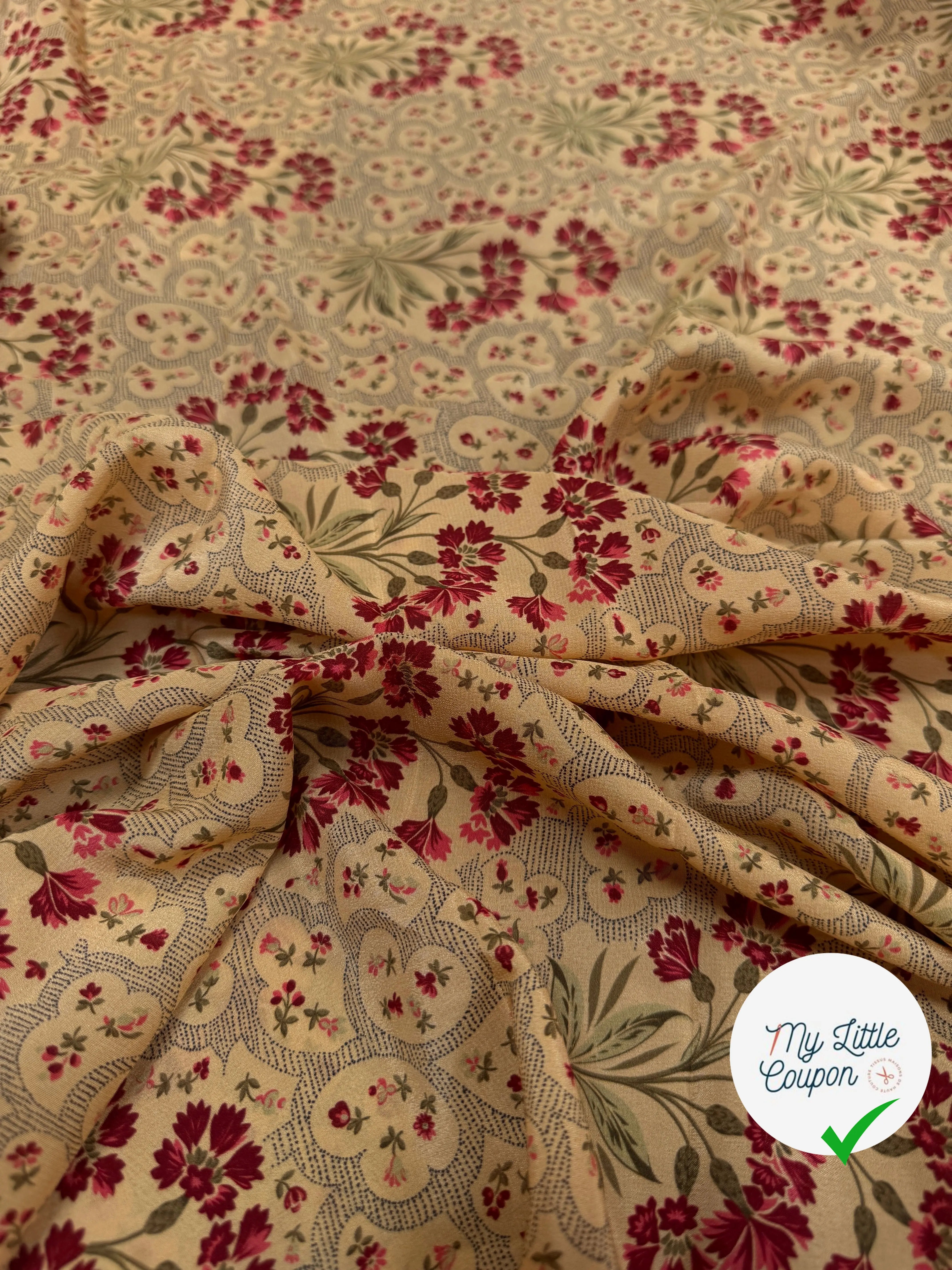 CREPE DE CHINE BOUQUET DE TOSCANE 100%SOIE - My Little Coupon