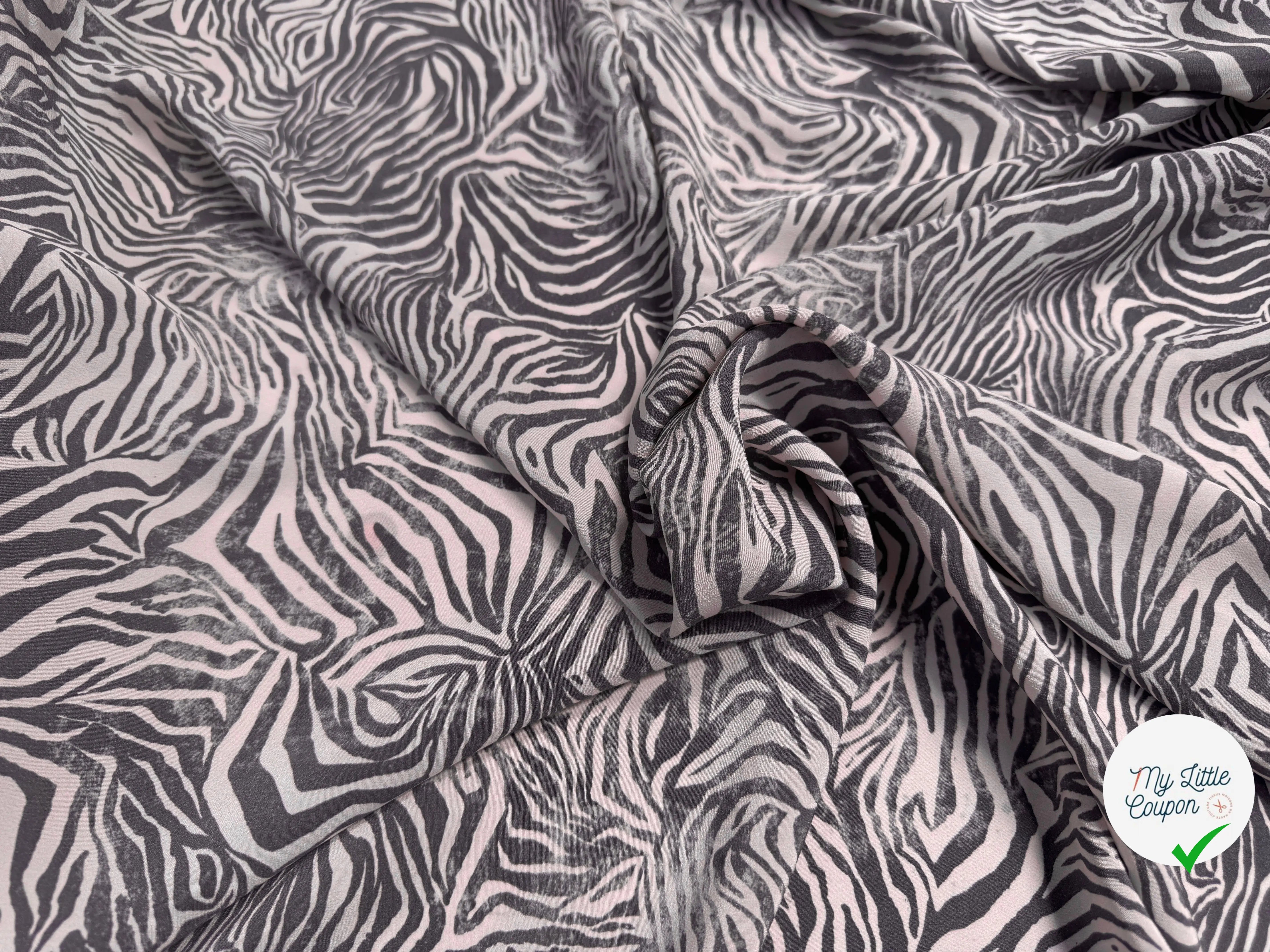 CREPE DE CHINE PINKY ZEBRA 100% SOIE - My Little Coupon