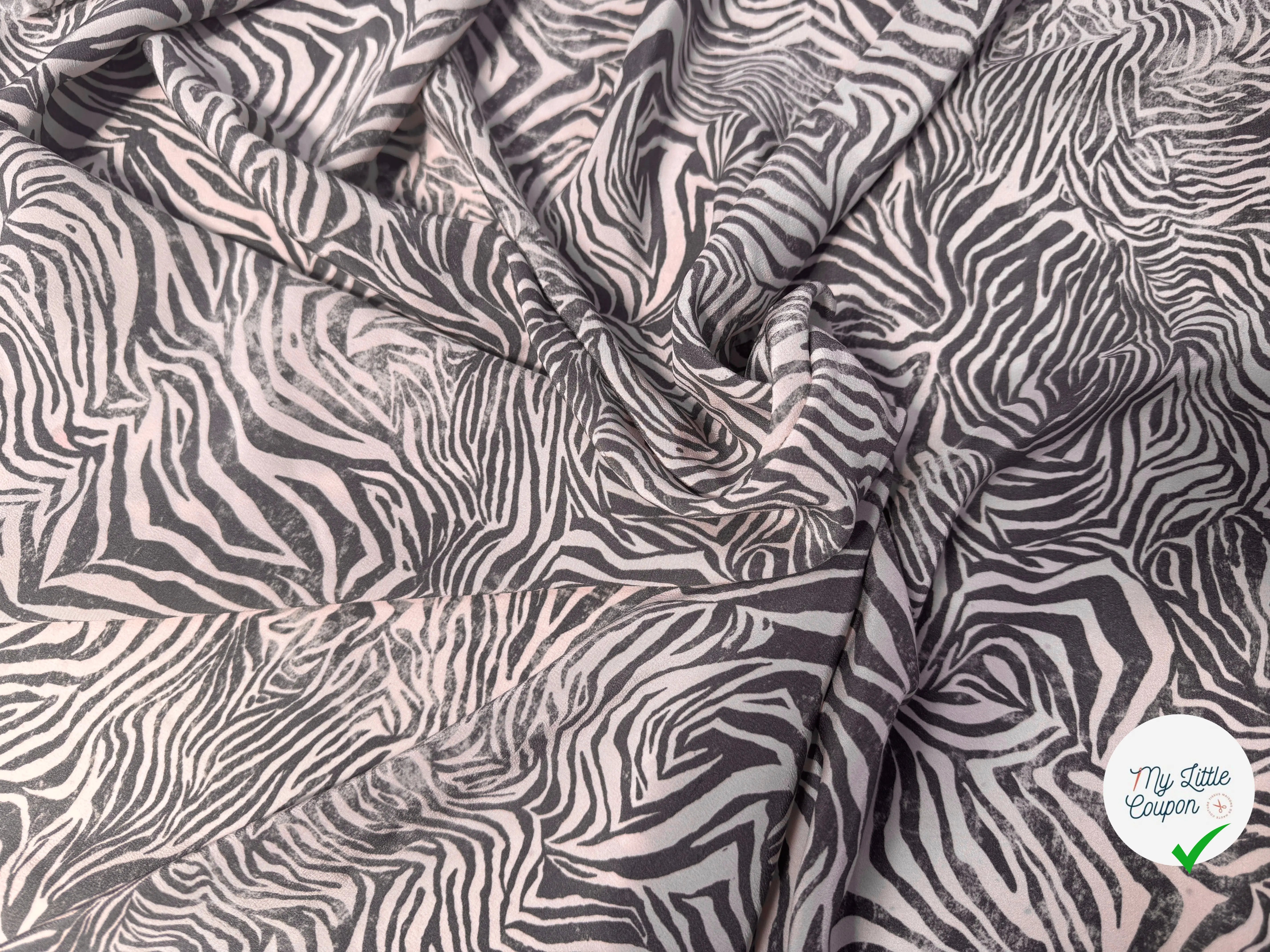 CREPE DE CHINE PINKY ZEBRA 100% SOIE - My Little Coupon