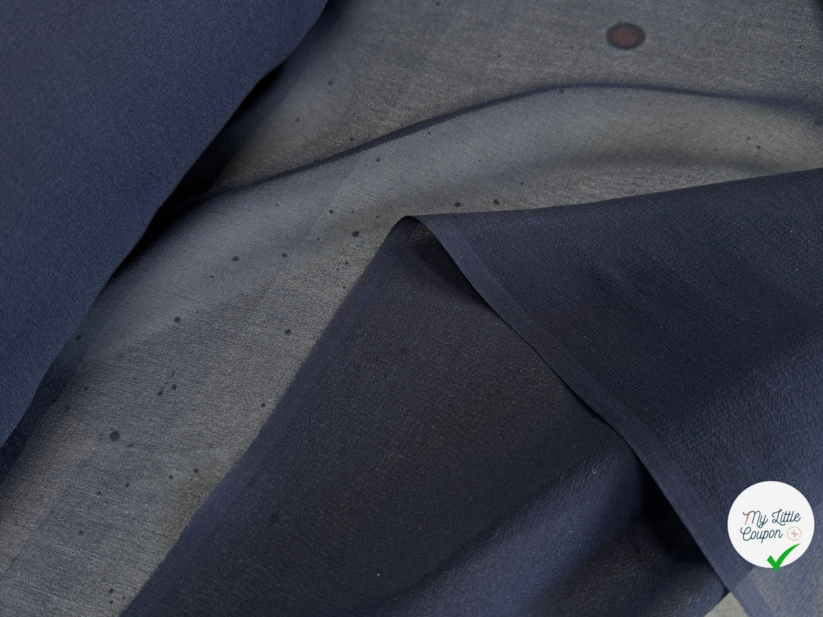 CREPE DE SOIE DOUBLE GEORGETTE FLUIDE BLEU NUIT - My Little Coupon