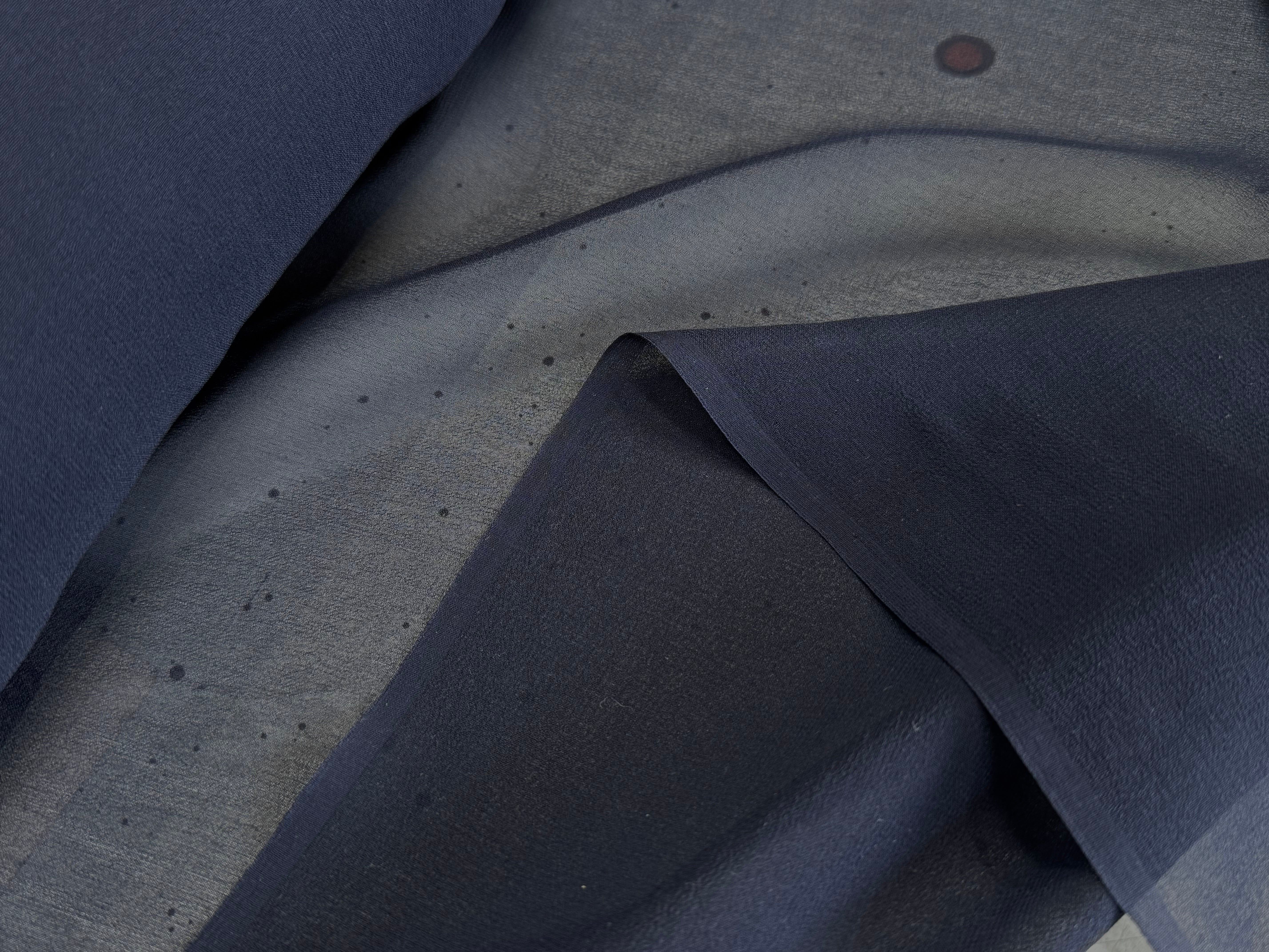 CREPE DE SOIE DOUBLE GEORGETTE FLUIDE BLEU NUIT - My Little Coupon